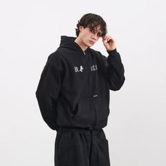 PMW Chinese Slogan Zip-Up Hoodie