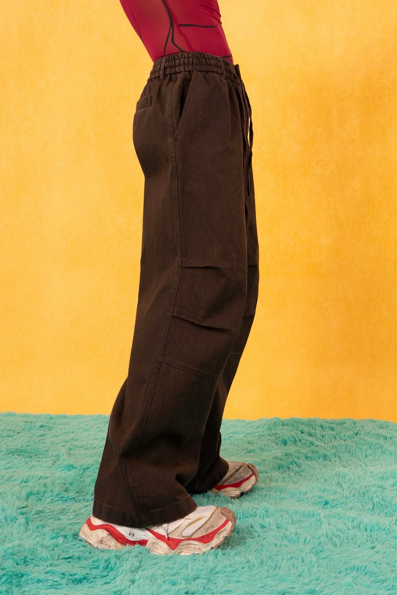 CLP Retro Pleated Knee Drawstring Oversized Jeans