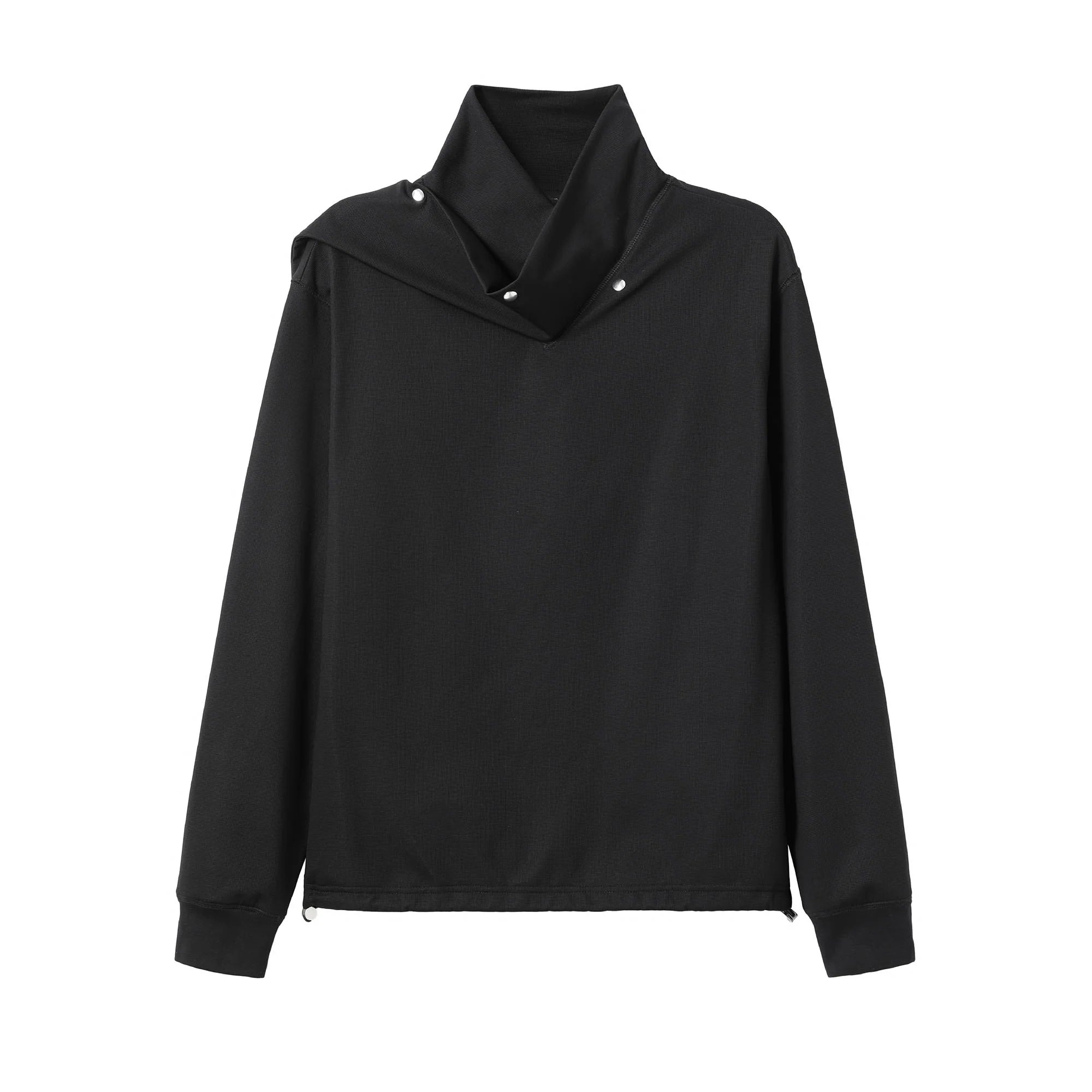 ALVNG AR ANTS Asymmetric Scarf-Neck High-Collar Pullover