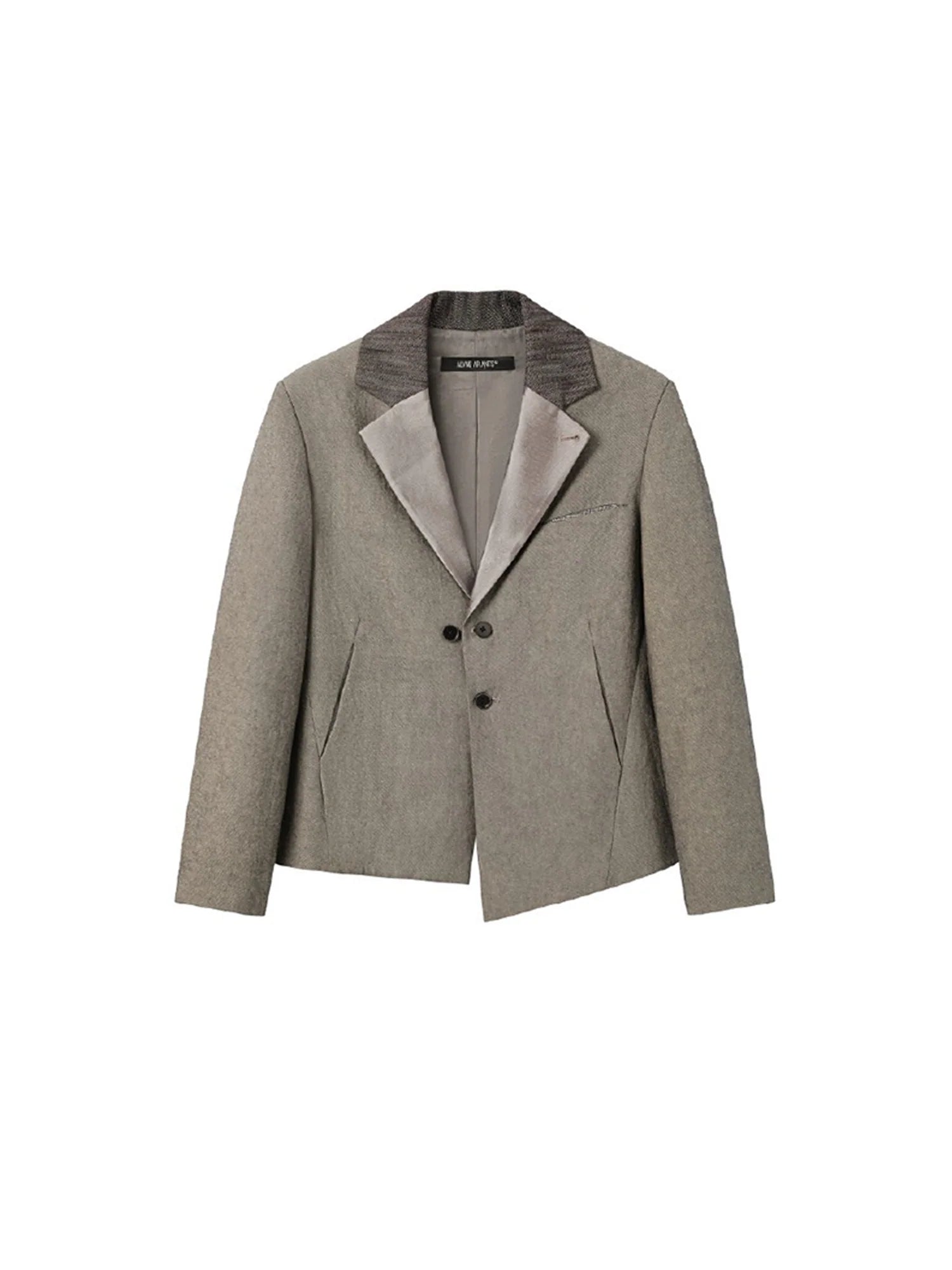 ALVNG AR ANTS Spliced Dual-Collar Linen-Blend Blazer