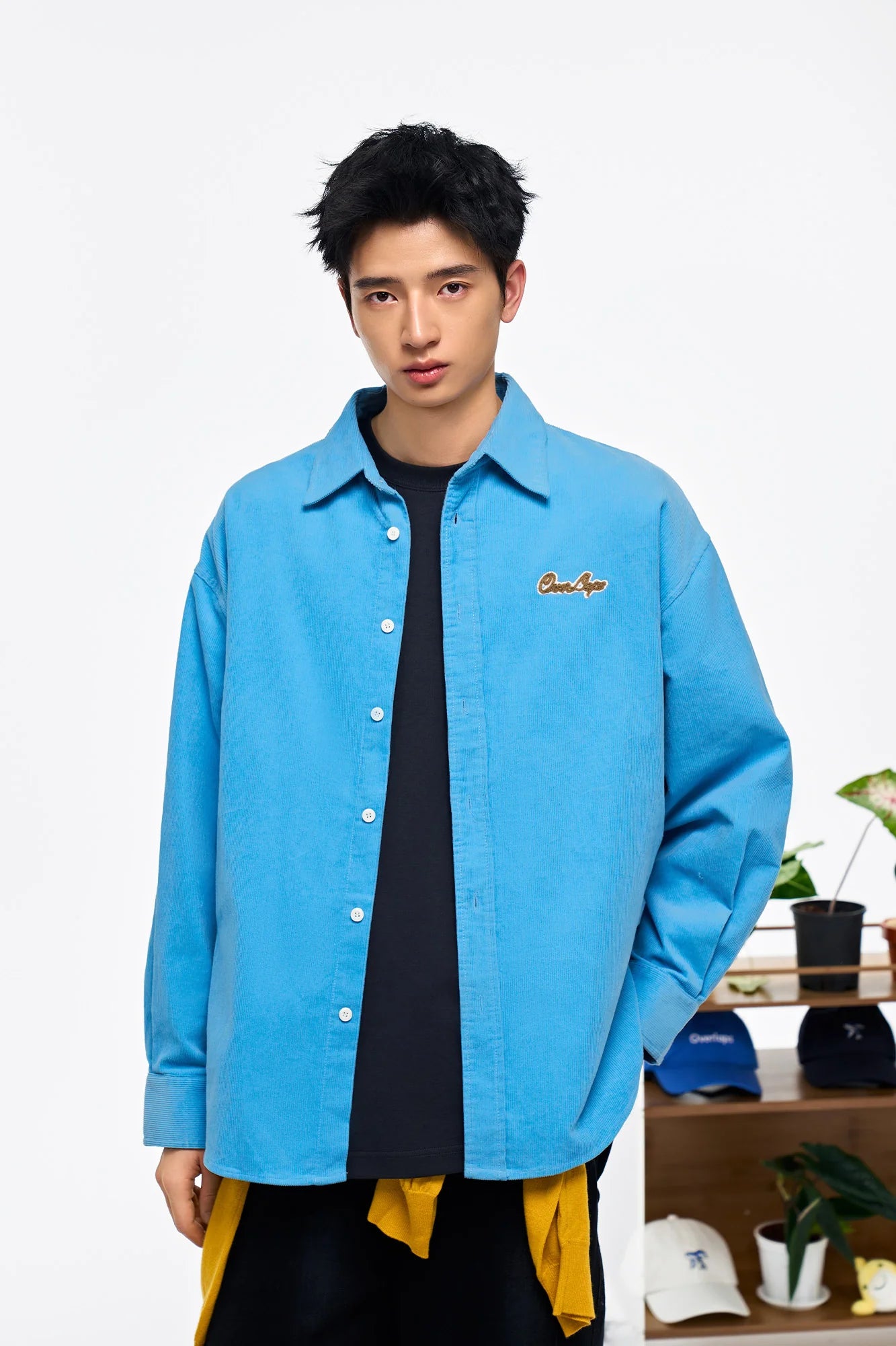 OVERLAPS Essential Embroidered Oversized Shirt