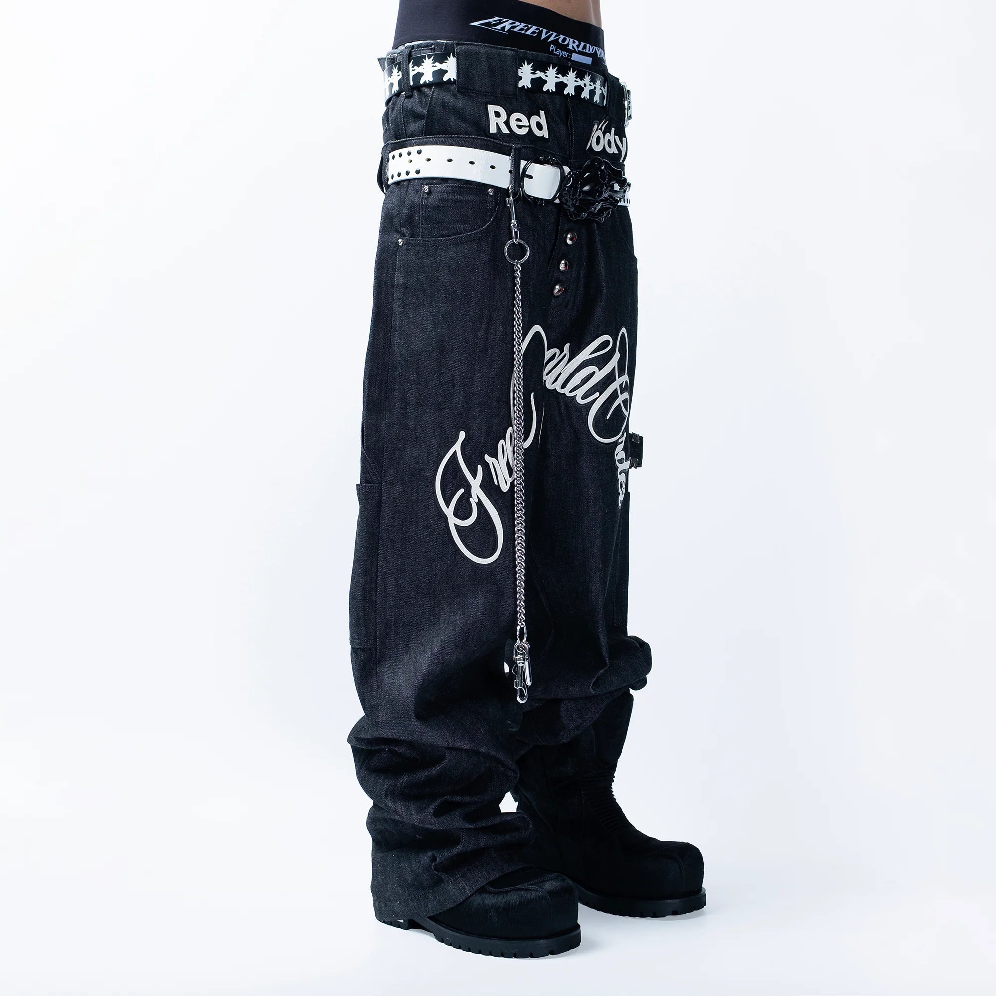 FVVO Skeleton Hand & Spikes Leather Belt