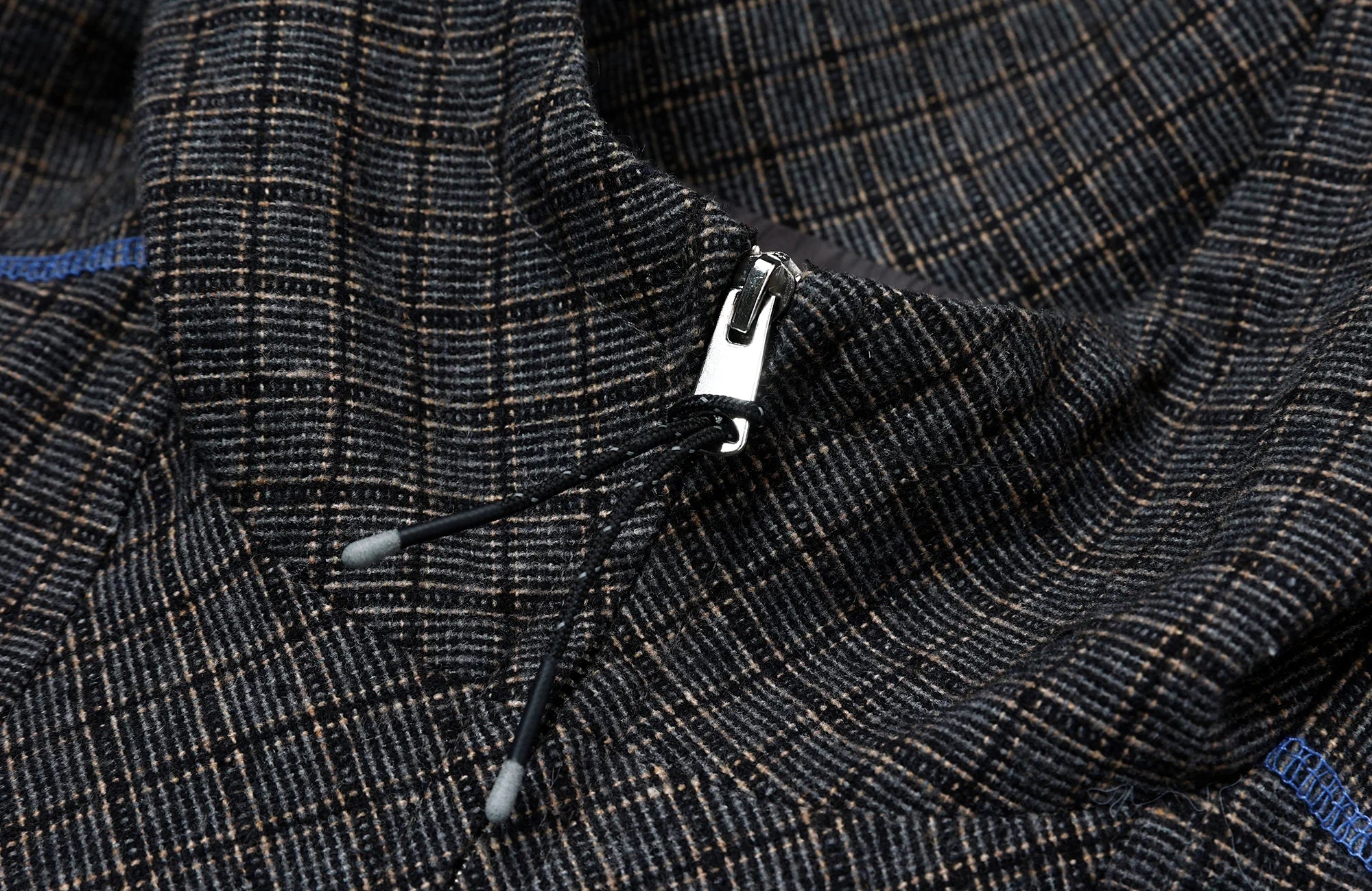 ROARINGWILD A ARCH Plaid Paneled Half-Zip Hooded Jacket
