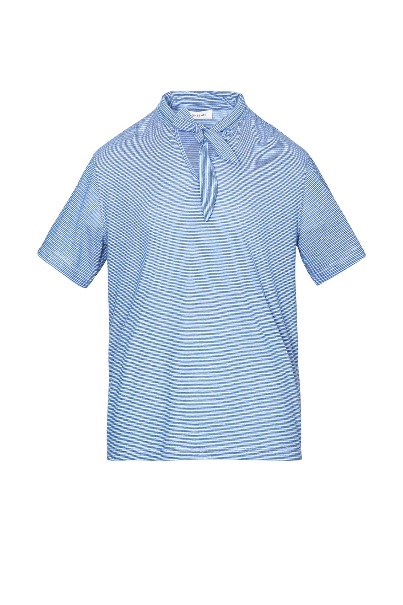 LEONSENSE Classical Striped Tie-Neck T-Shirt