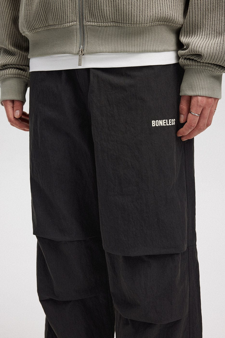 BONELESS Crinkled Drawstring Logo Pants