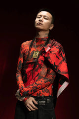 RTVG Calligraphy Full-Print Turtleneck Slim L/S Tee