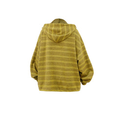 RELABEL Striped Asym Half-Zip Knit Hoodie