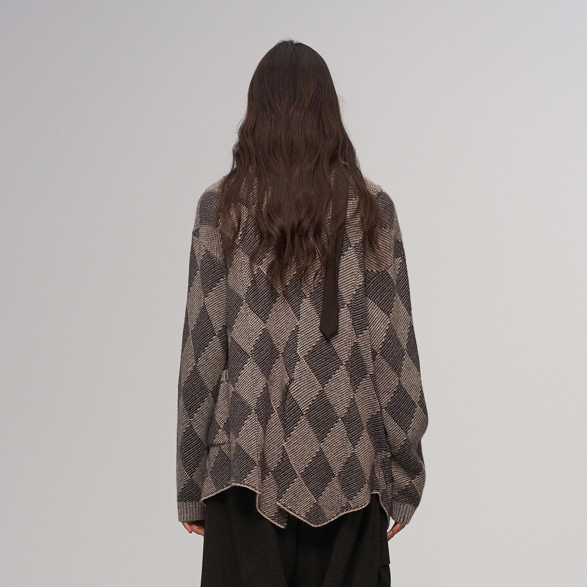 ILNya Nieternite Nifutur Wool-Blend Argyle Jacquard Cardigan Brown