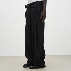 7440 37 1 High-Rise Sash Wide-Leg Pleated Trousers