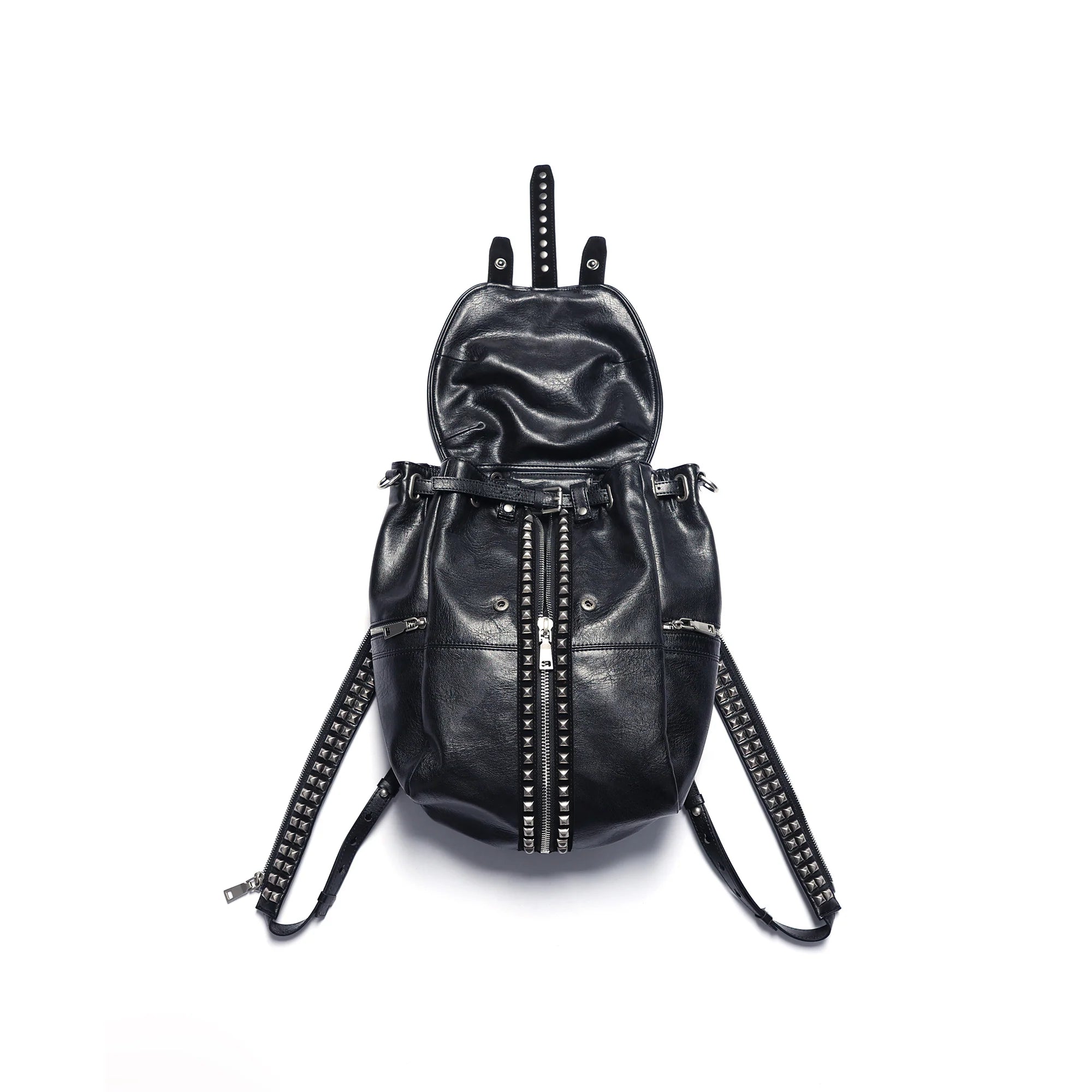 PCCVISION x GMK Studded Zippered PU Bucket Backpack