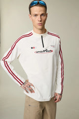 UMAMIISM Side Stripe Mesh-Panel Quick-Dry Long-Sleeve Tee