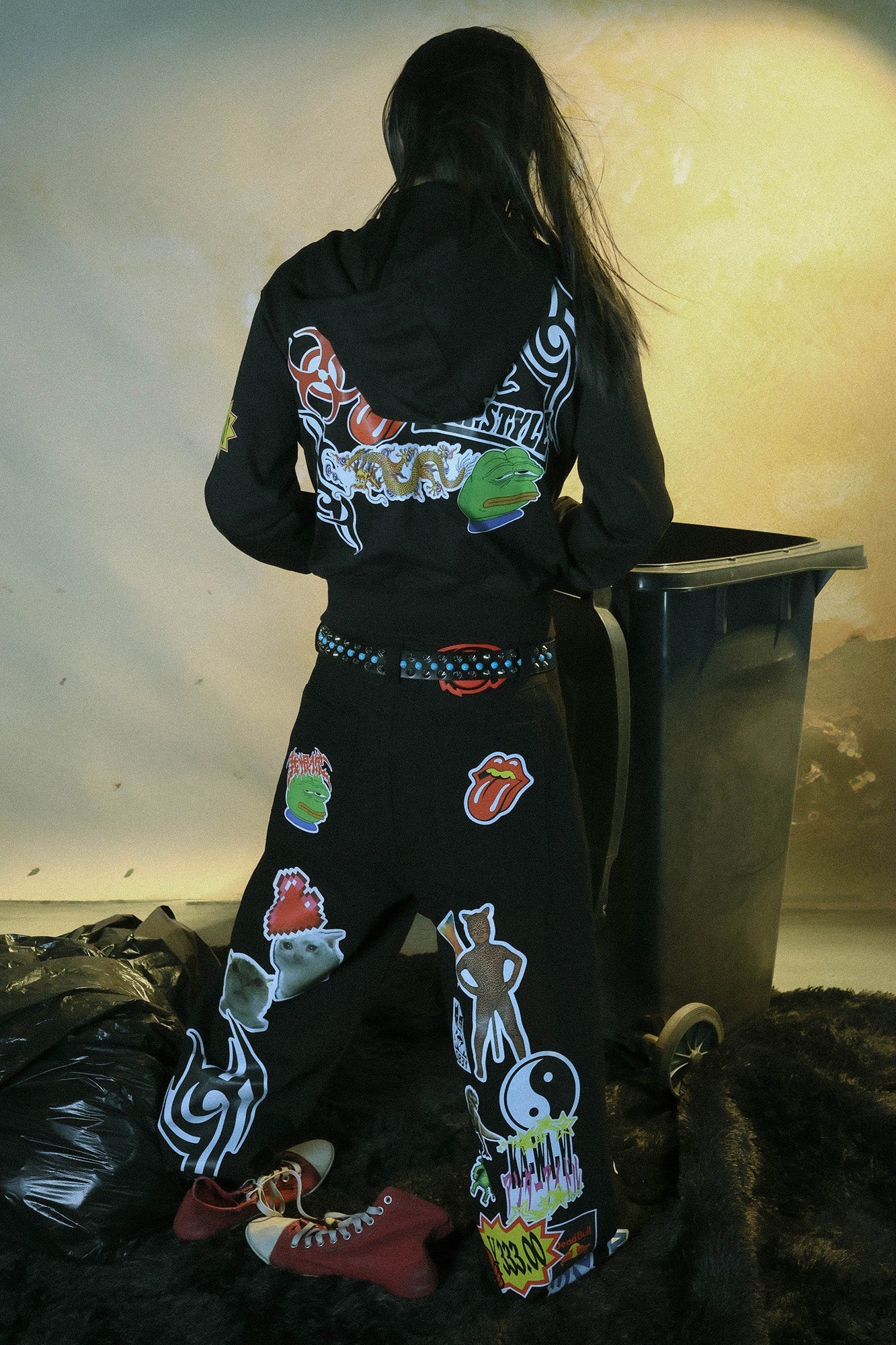 PCCVISION Meme Graphics Wide-Leg Pants