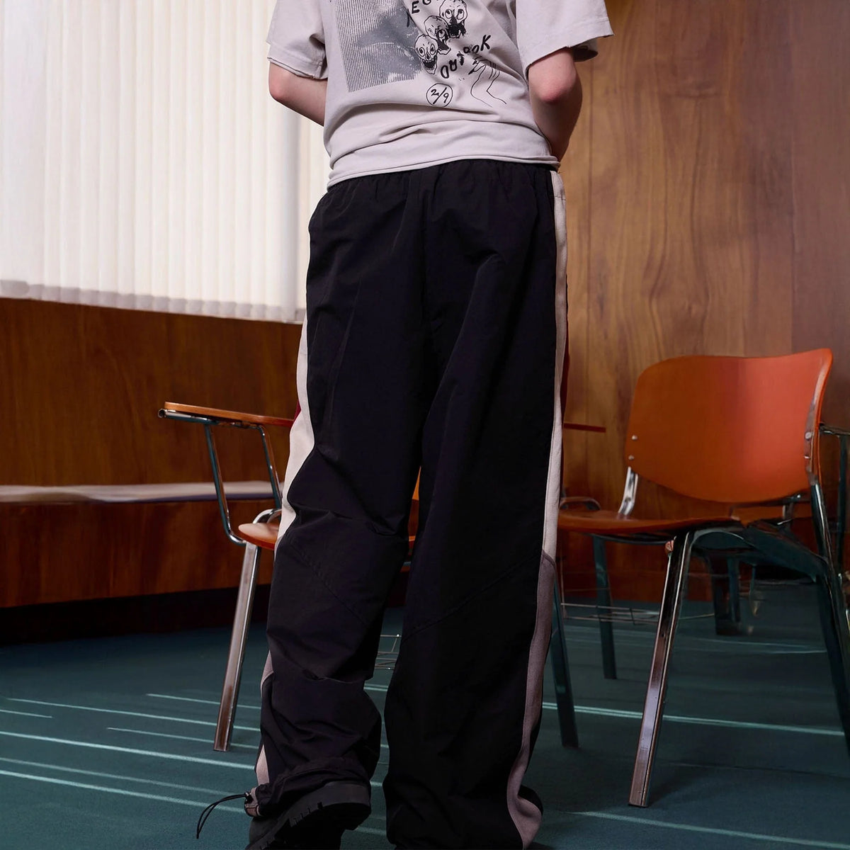 ERROR CODE ROBOT Diagonal Stripe Suede Track Pants