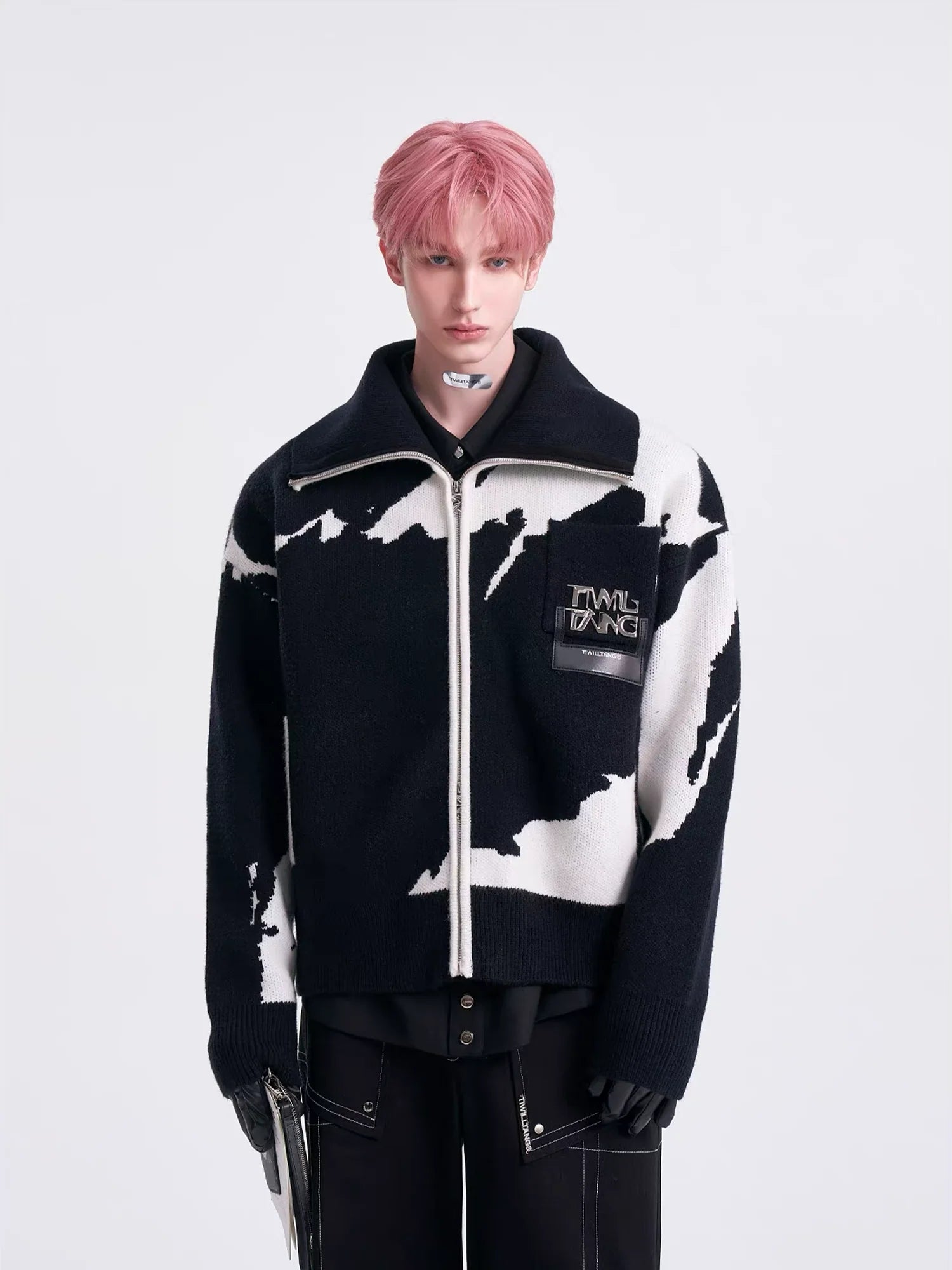 TIWILLTANG Jacquard LOGO Patch Knit Jacket