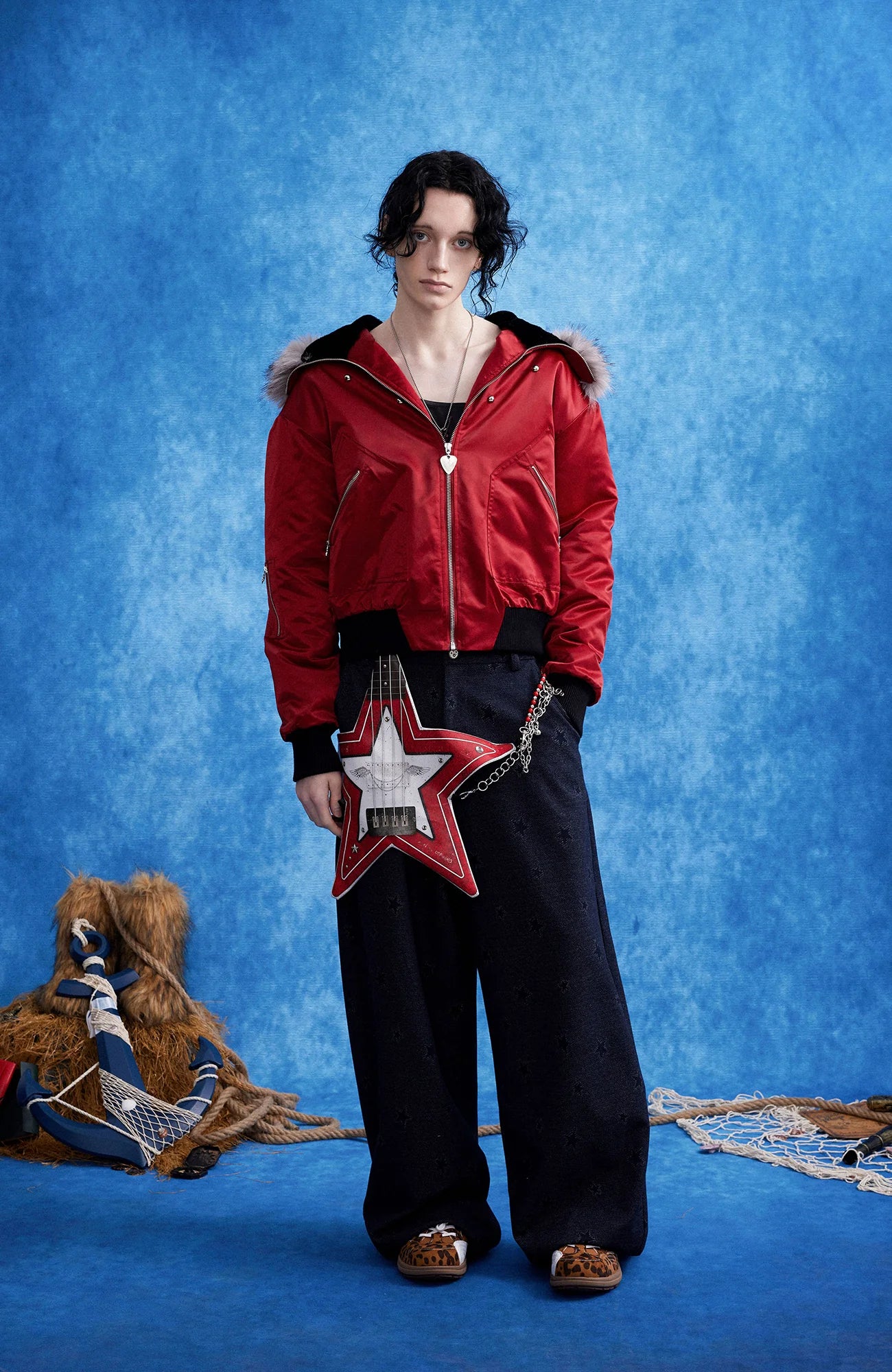 OIPWORD Studded Convertible Hood Nylon Puffer Jacket