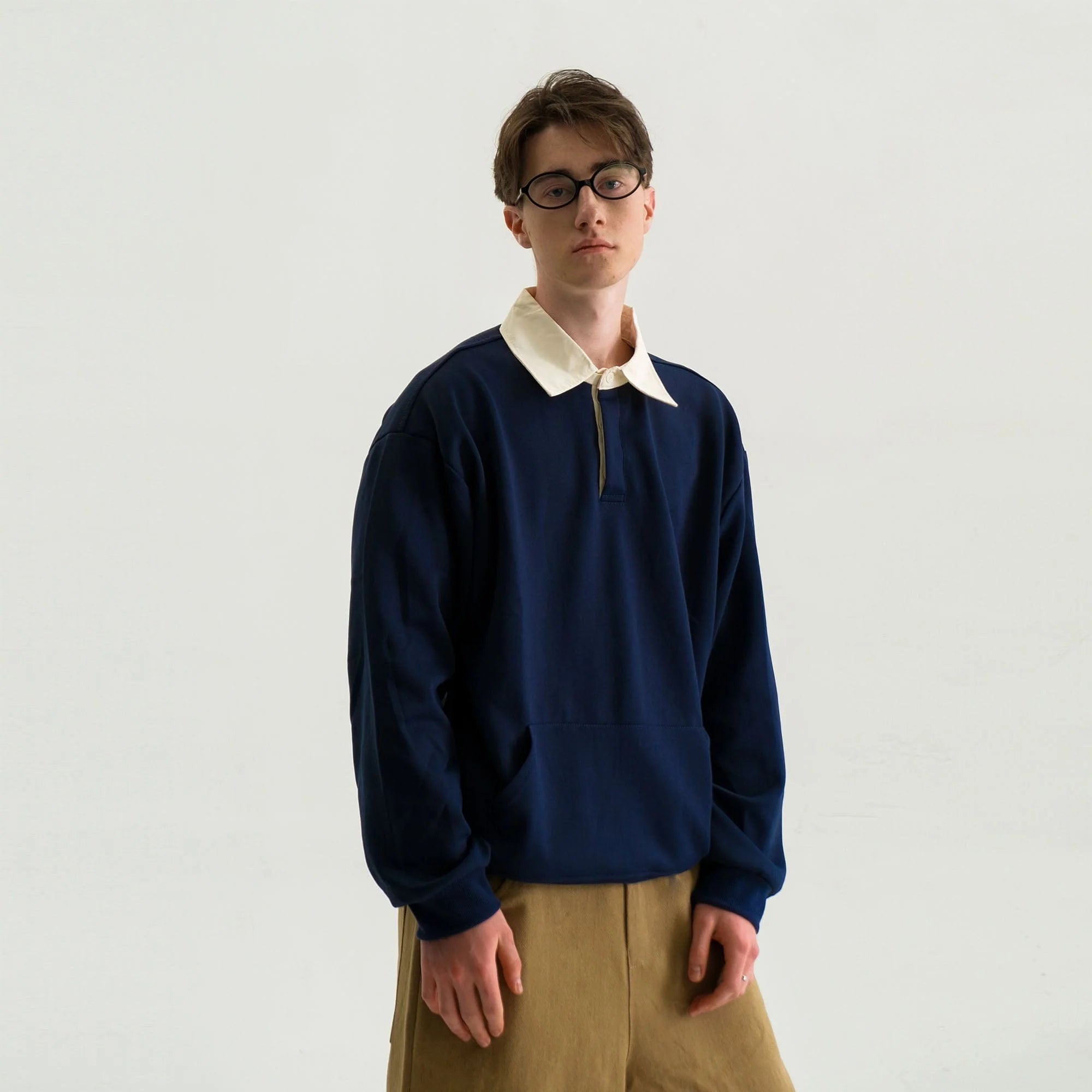 WIID Preppy Contrast-Collar Polo Sweatshirt