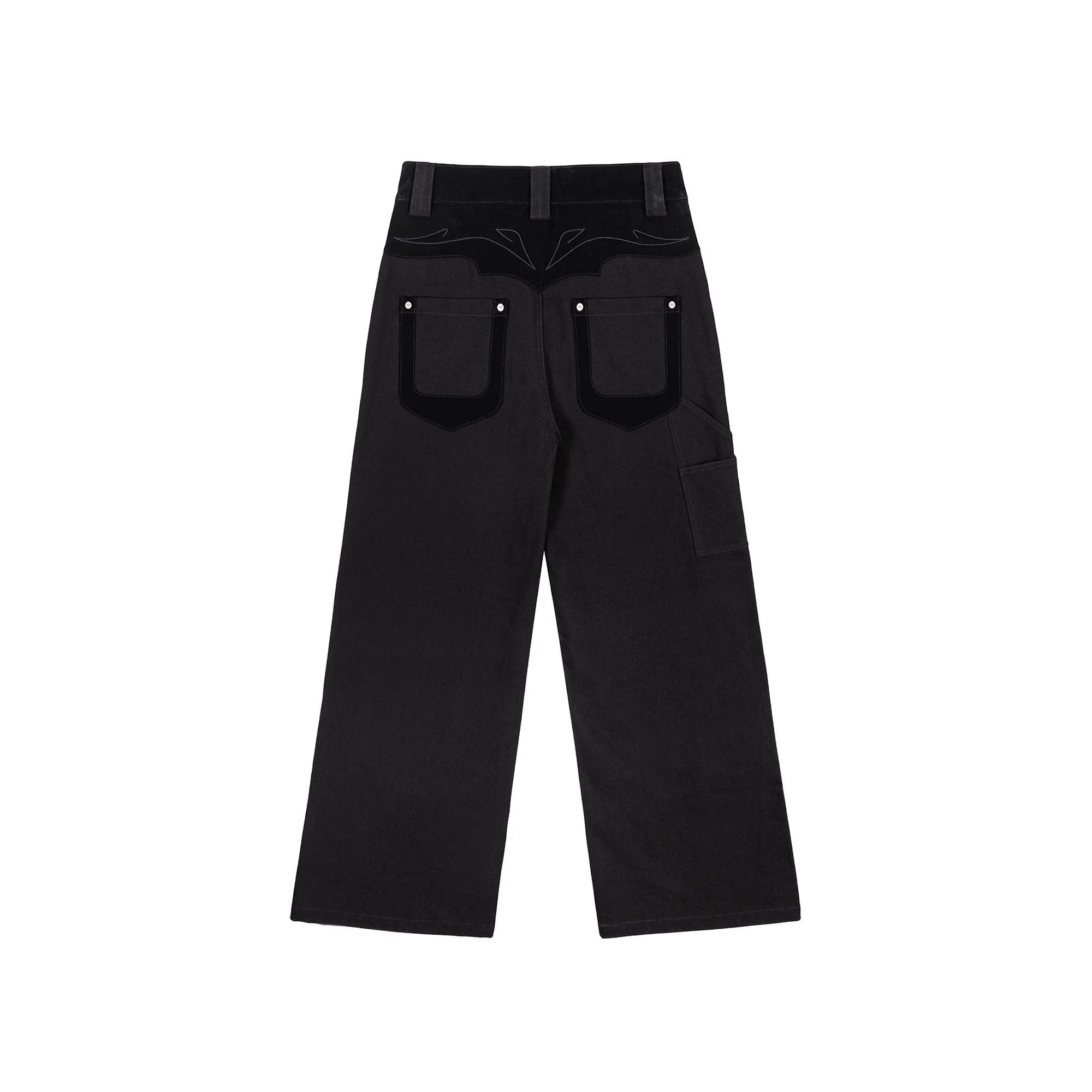 ESAIAS Rune Embroidered Velvet Panel Pants