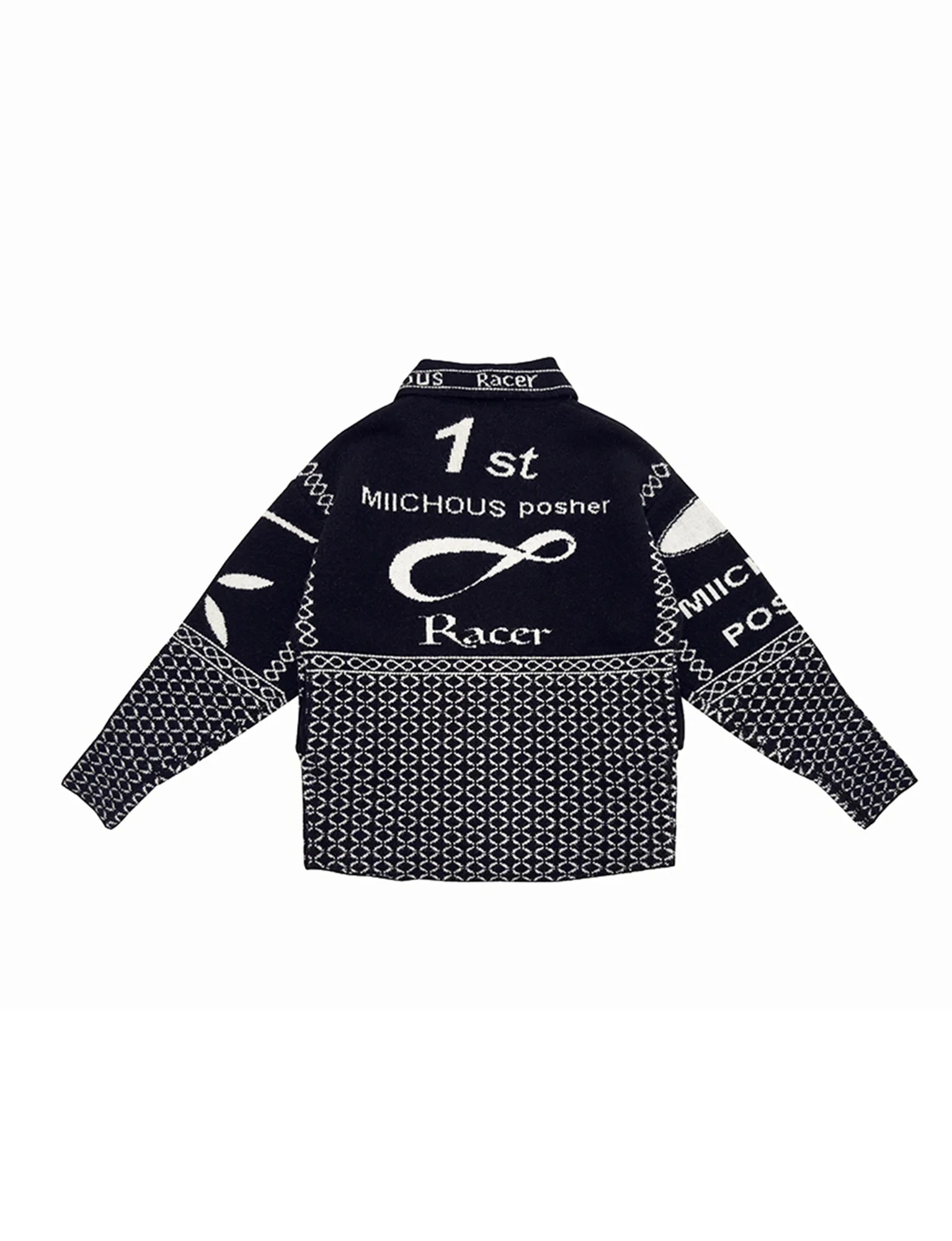 MIICHOUS Racer Geometric Jacquard Zip-Up Cardigan