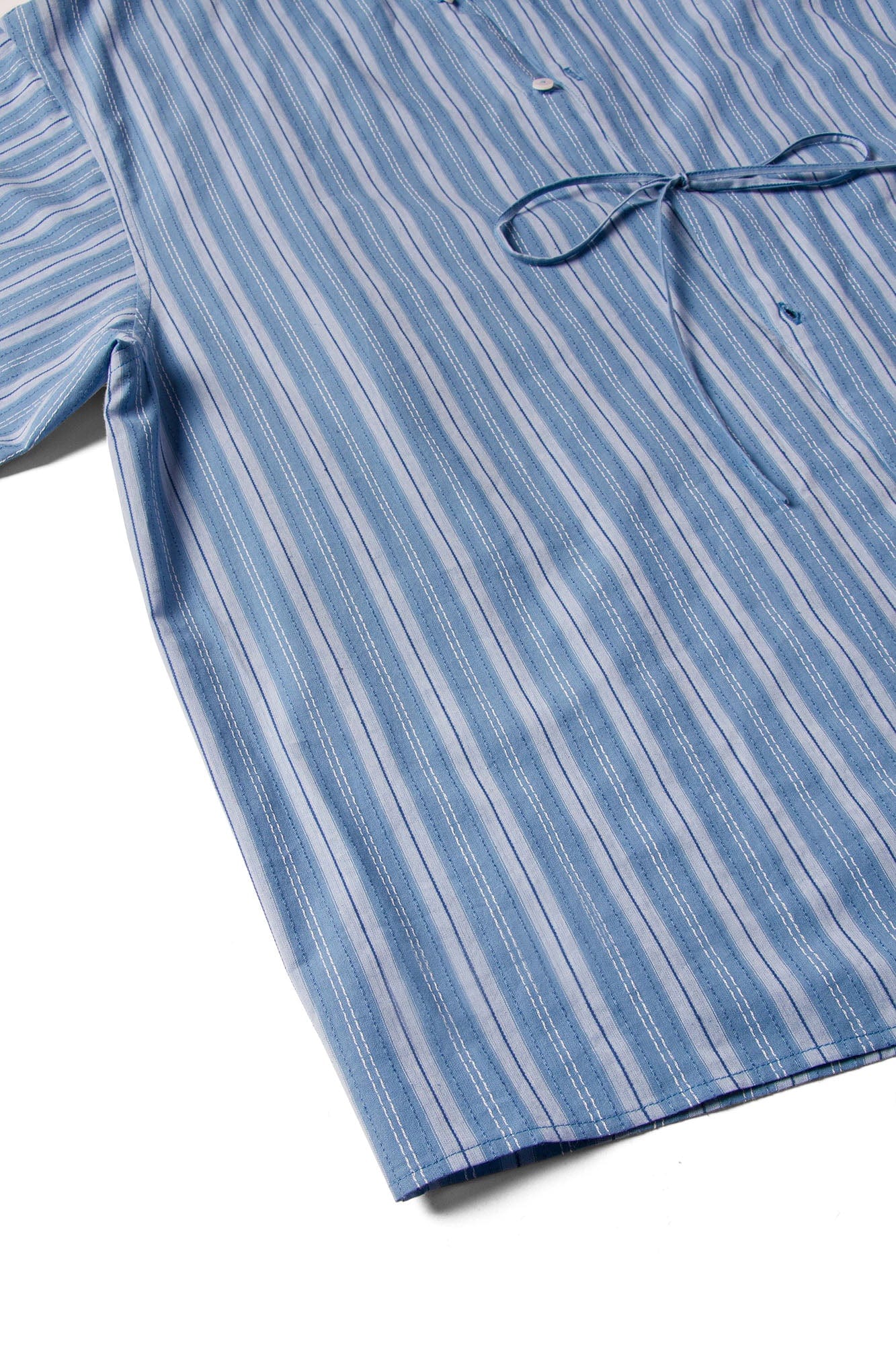 RELABEL Stripe Button-Up Oversized Shirt Blue