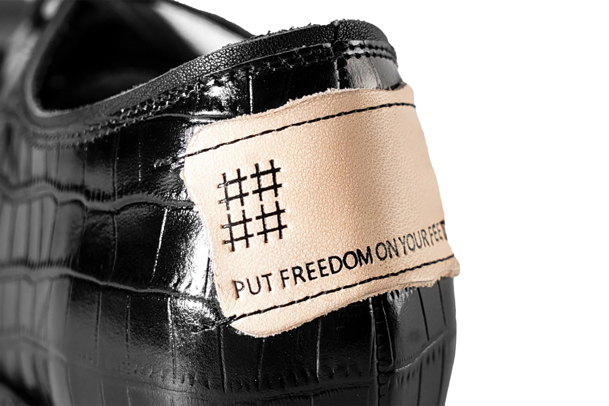 REWRITE Croc-Embossed Square-Toe Derby Shoes
