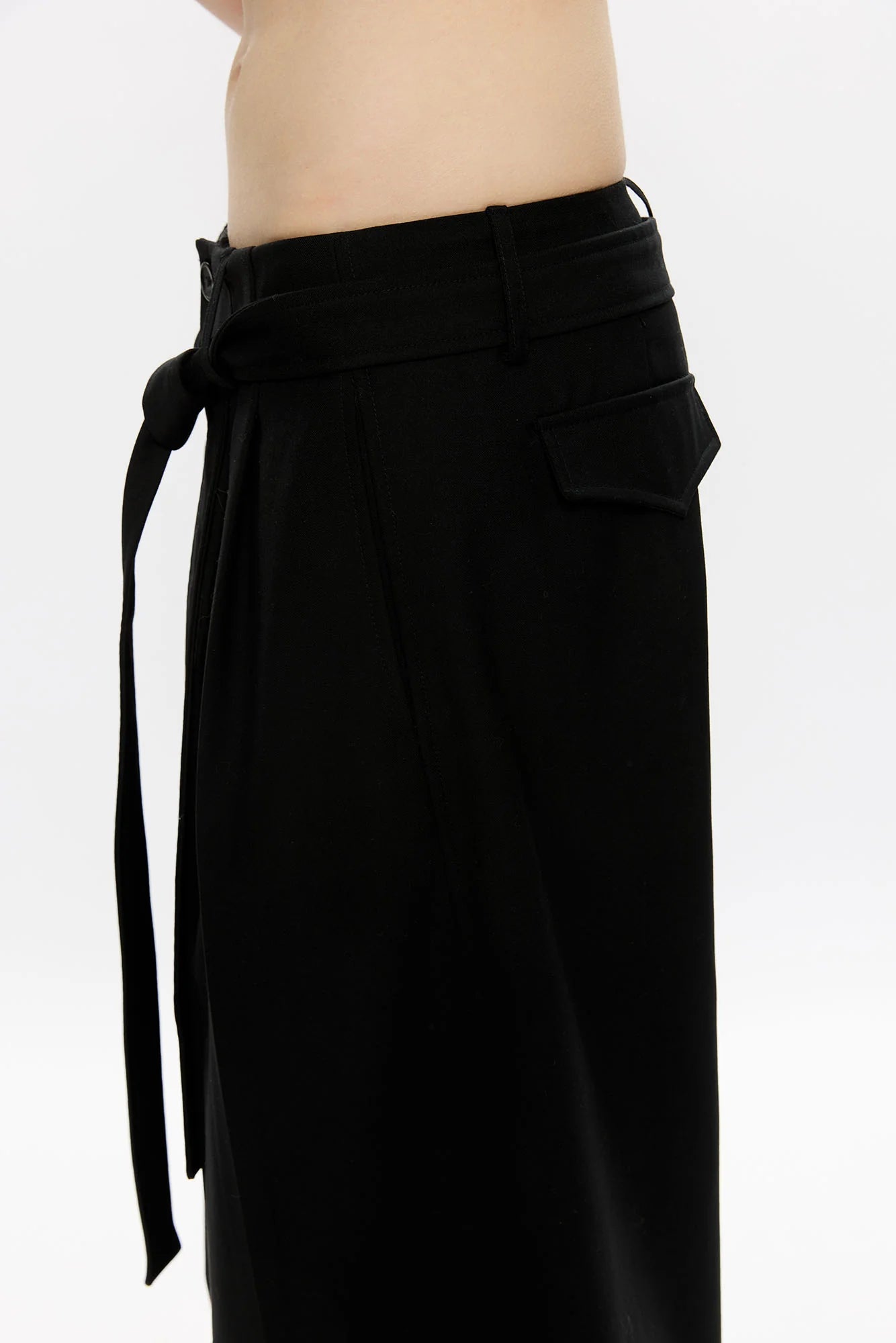 KREATE Belted Pleated Wide-Leg Trousers
