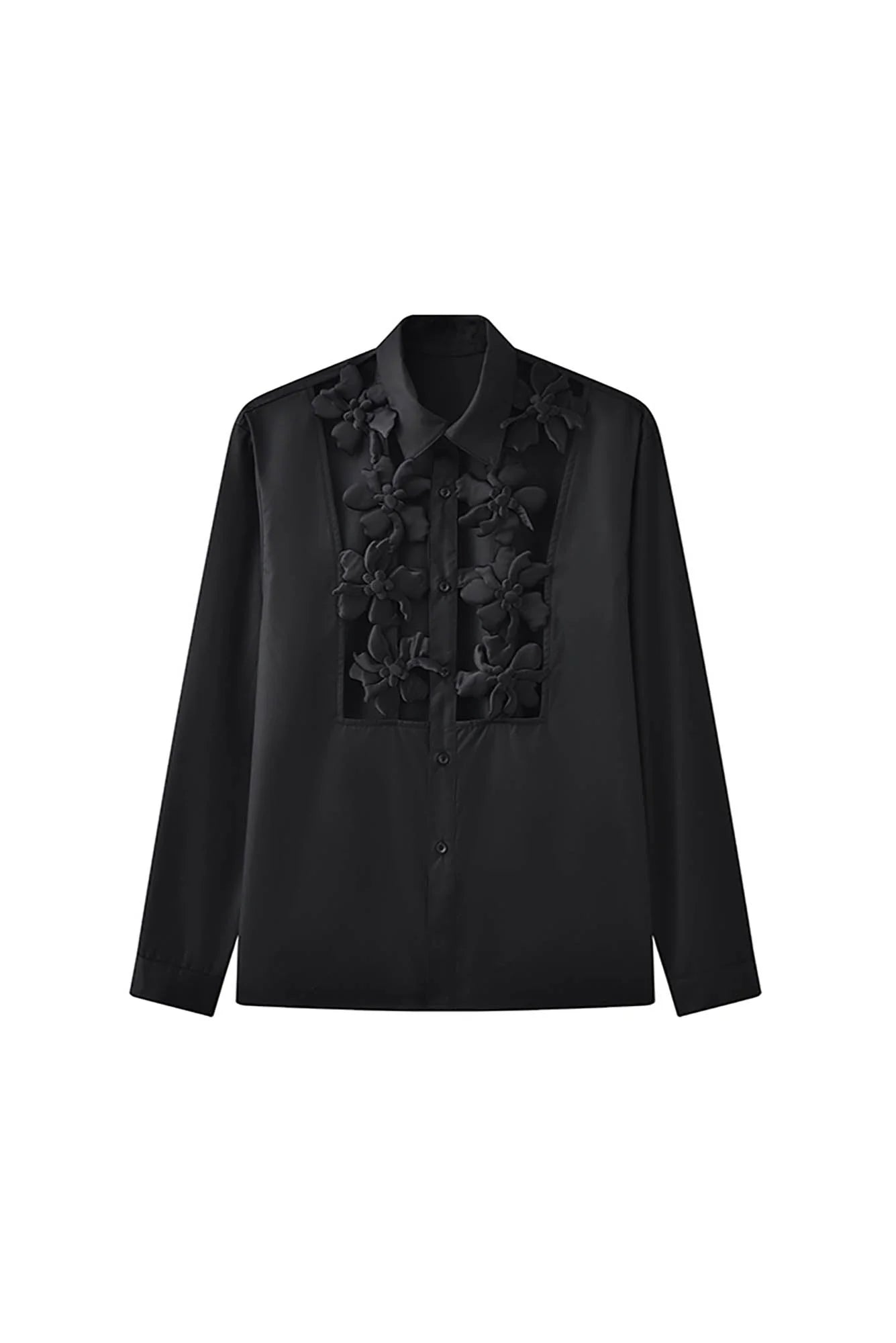 JIECHI Midnight Lily Cut-Out Shirt