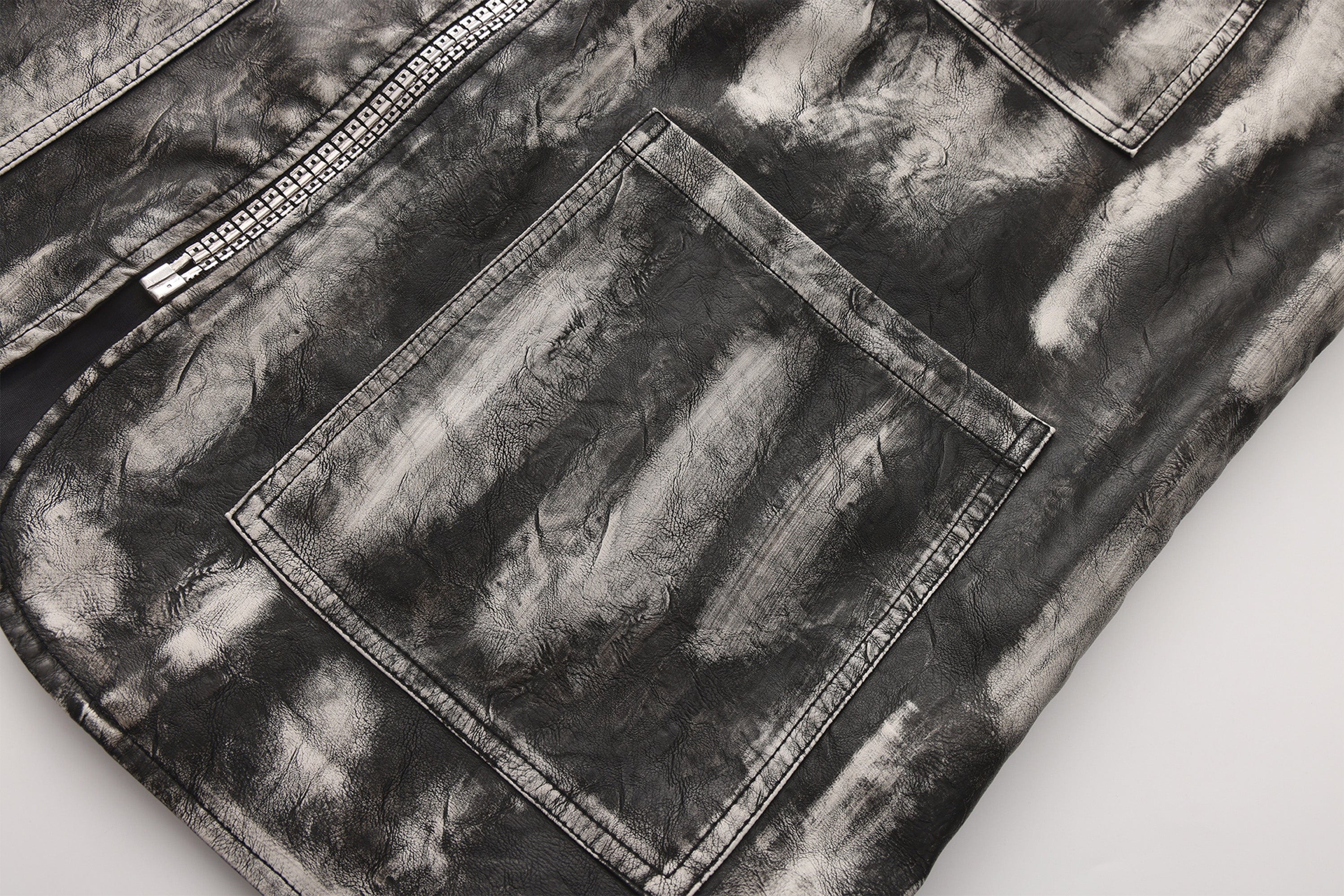 VANN VALRENCE Washed Grunge Paint Multi-Pocket Vest
