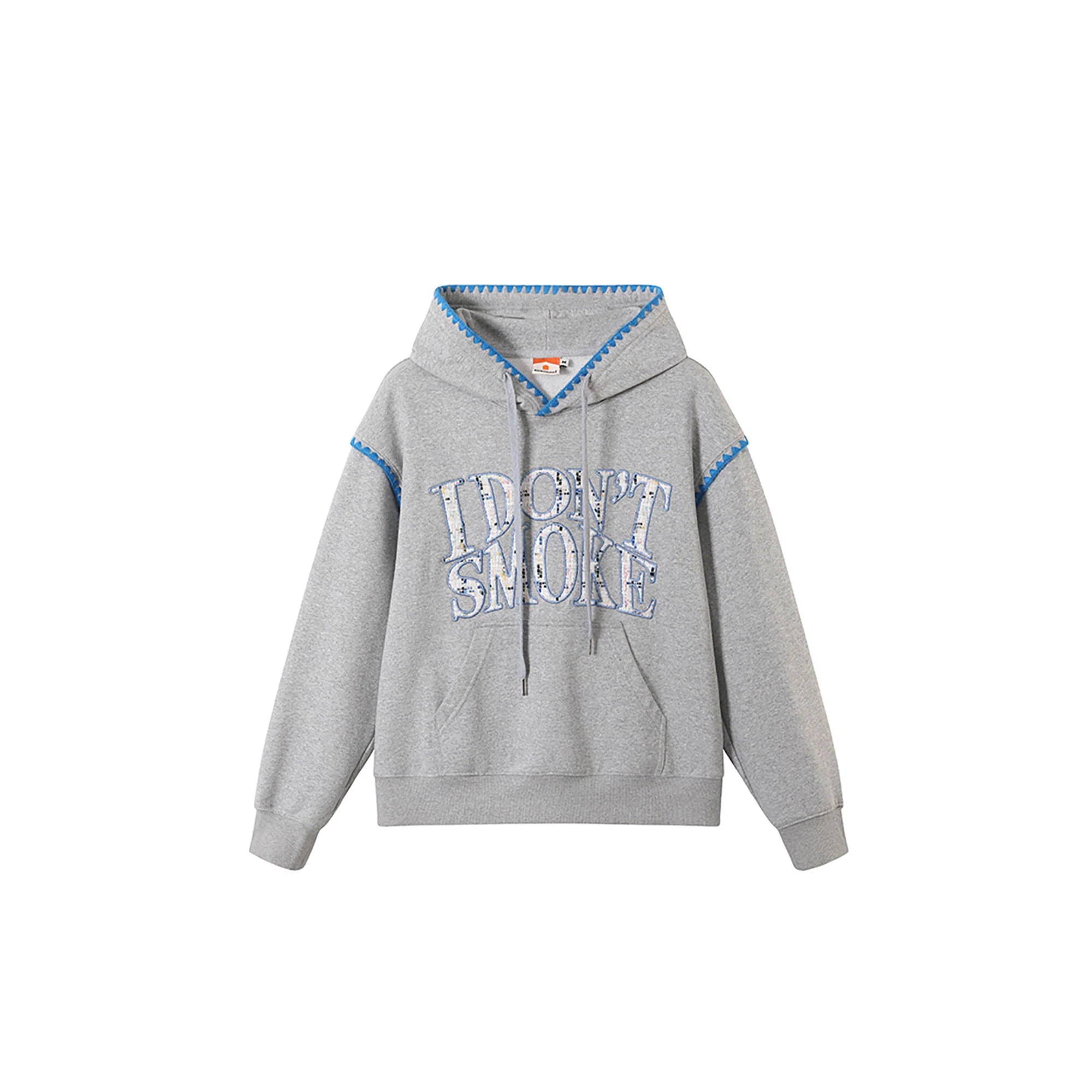 DONSMOKE Retro Embroidered Patch Whipstitch Hoodie