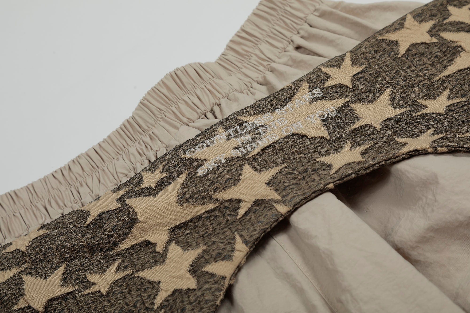 CLP Layered Crinkled Waist-Panel Parachute Pants
