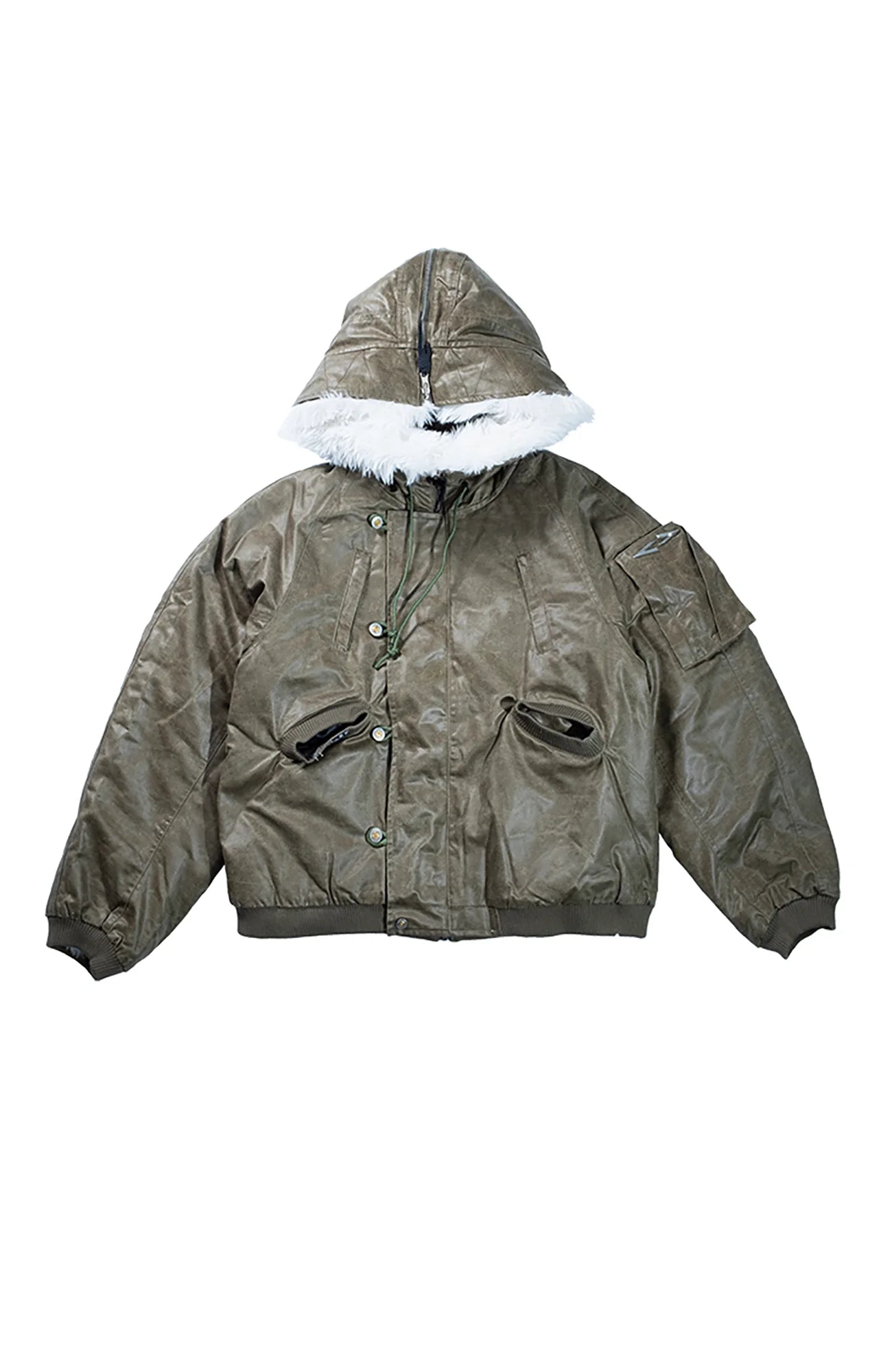 FVVO Faux Fur Liner Hooded Bomber Jacket