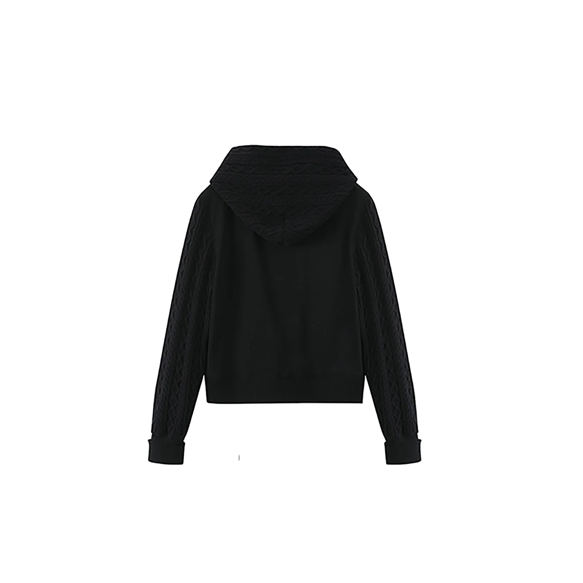 DONSMOKE Spliced Cable-Knit Zip-Up Hoodie