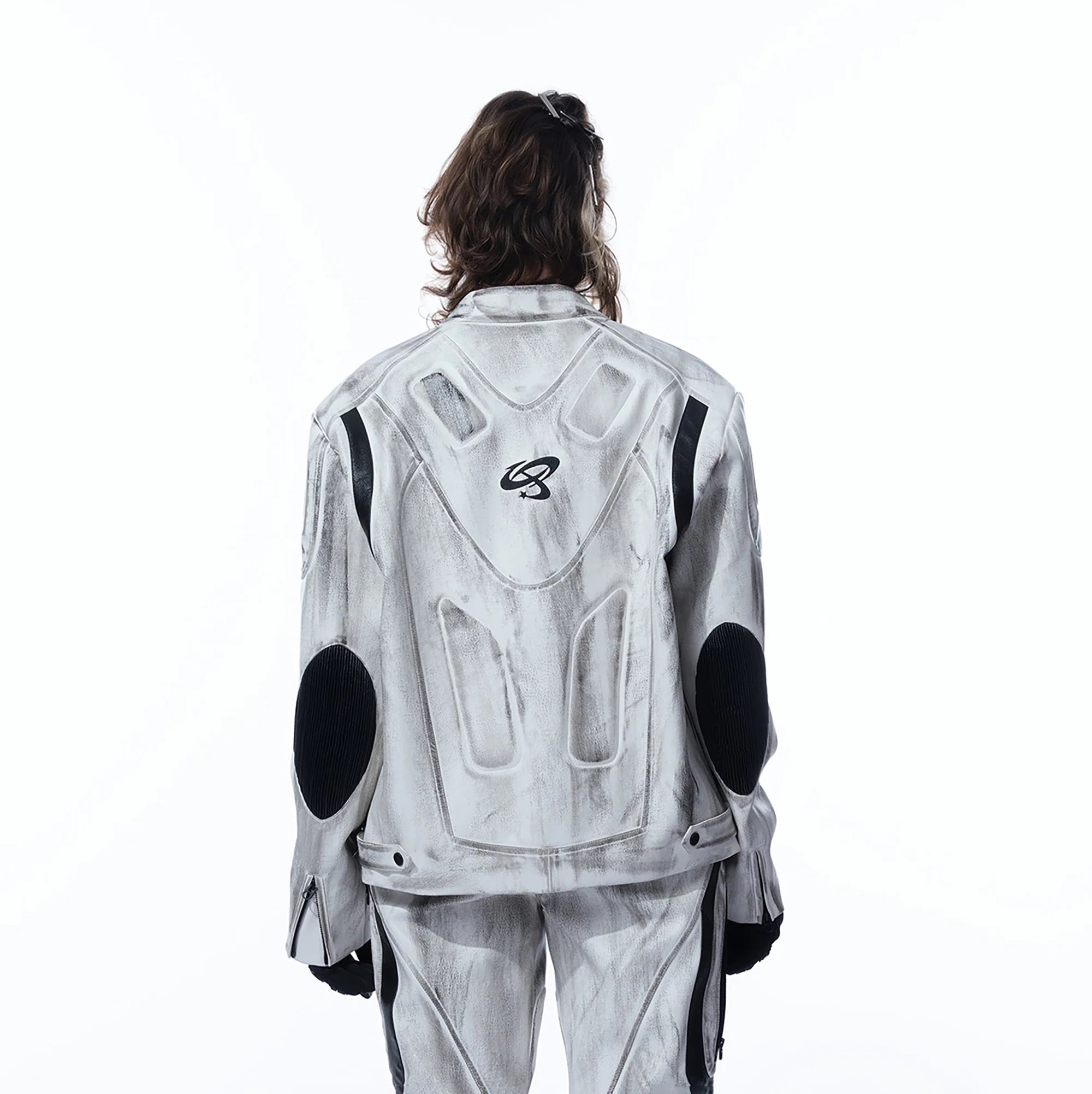 MOGONGSHE Distressed Techwear PU Moto Jacket