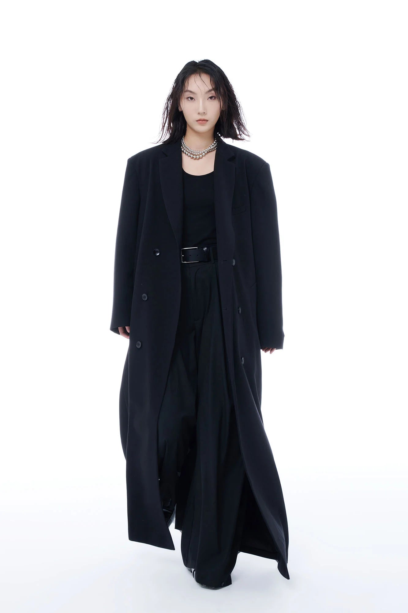 TUIMU Double-Breasted Maxi Trench Coat
