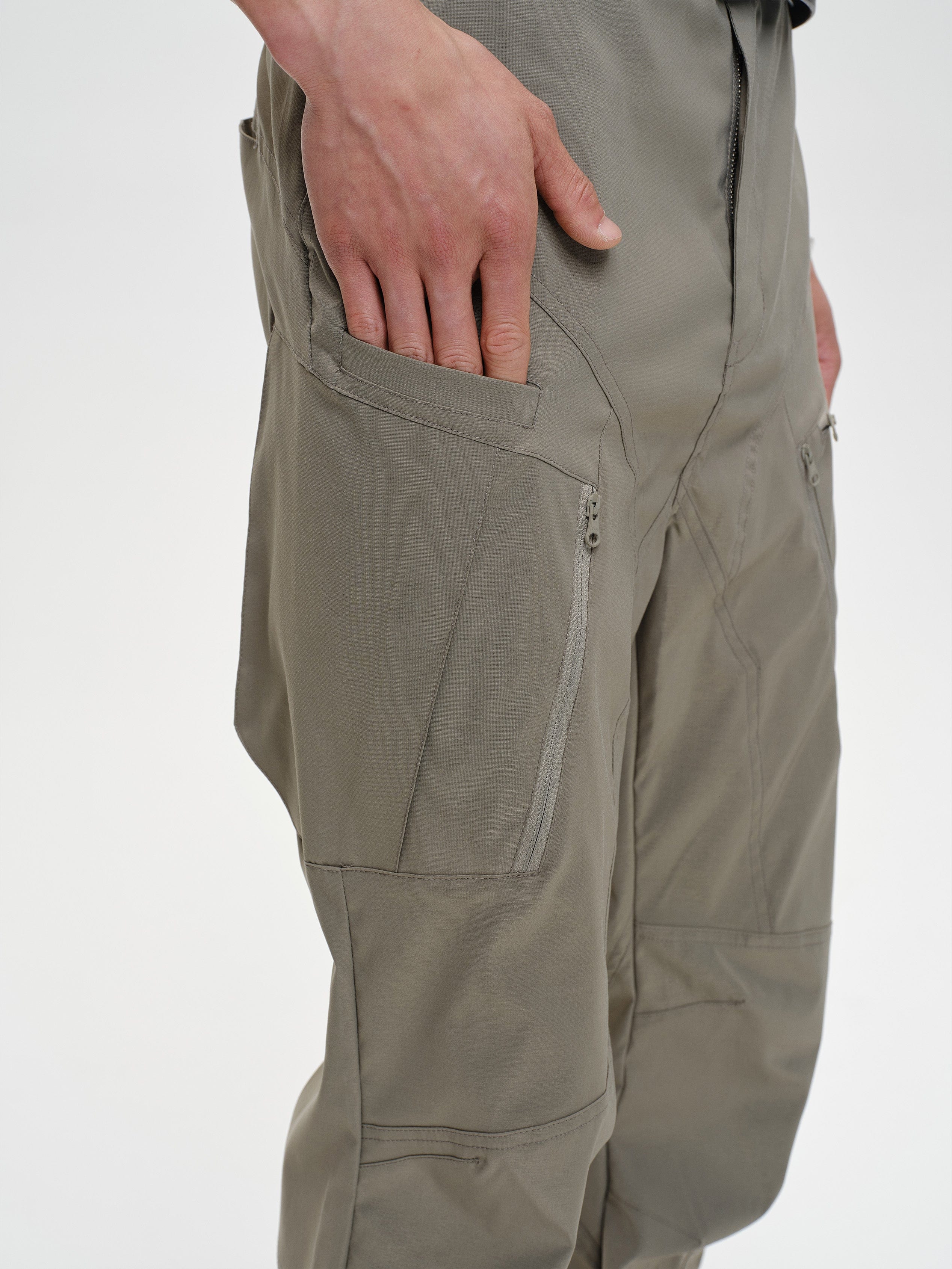 CATSSTAC Tech Paneled Zipper Pockets Elastic Waist Pants