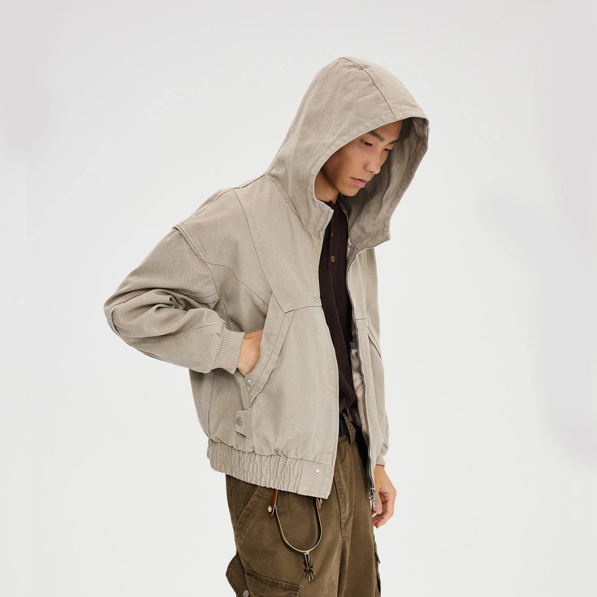 CATSSTAC Structured Panel Studded Hooded Jacket