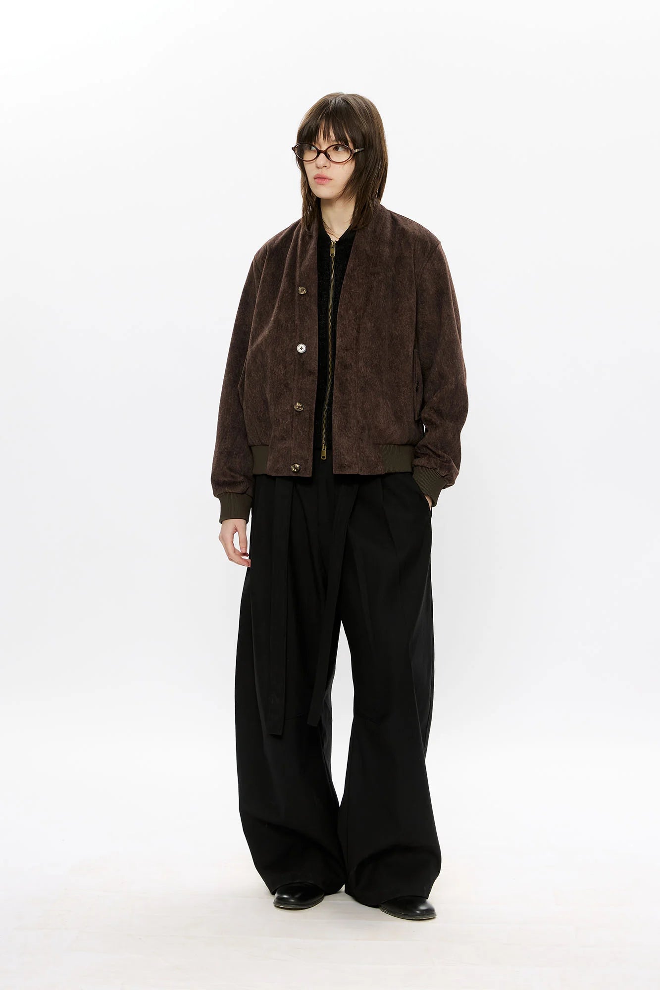 KREATE Belted Pleated Wide-Leg Trousers