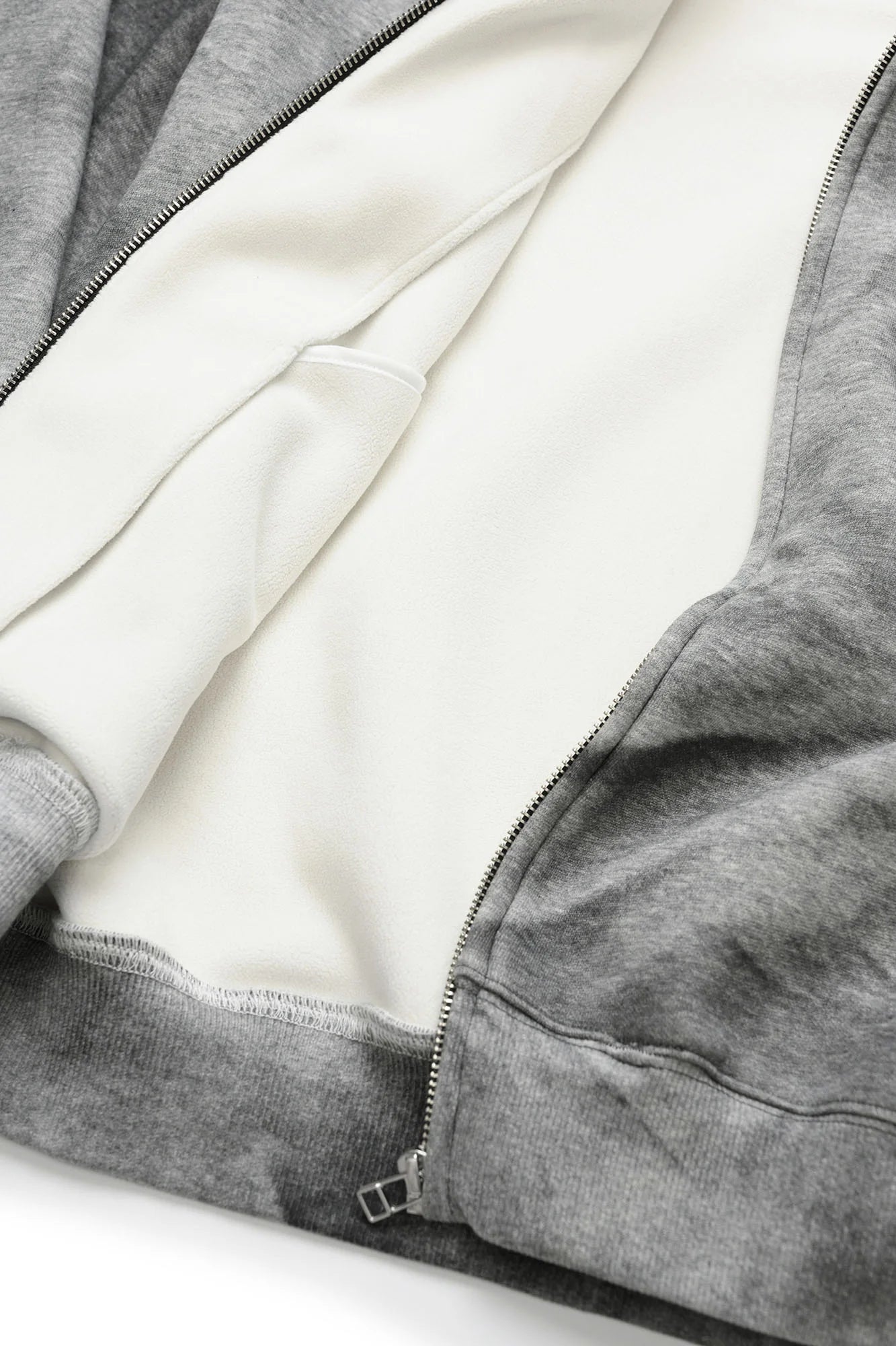 OKAYTHXBYE Essential Sherpa-Lined Boxy Zip Hoodie