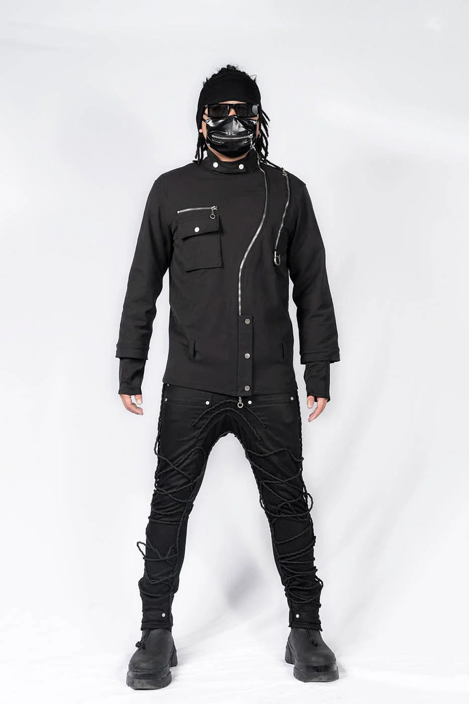 INSIDE OUT Asymmetrical Curved Zippered Jacket
