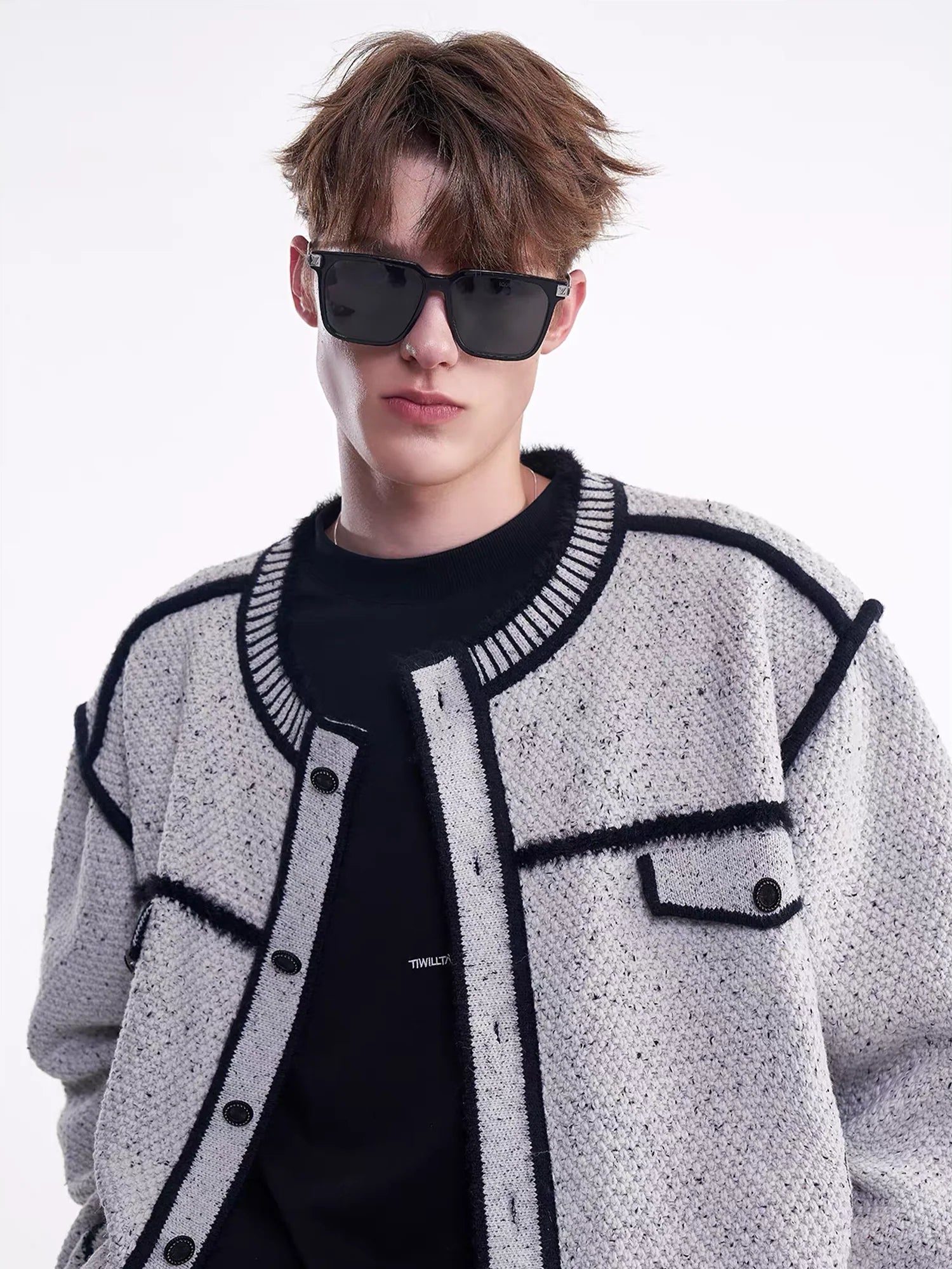 TIWILLTANG Contrast Stitch Knit Jacket