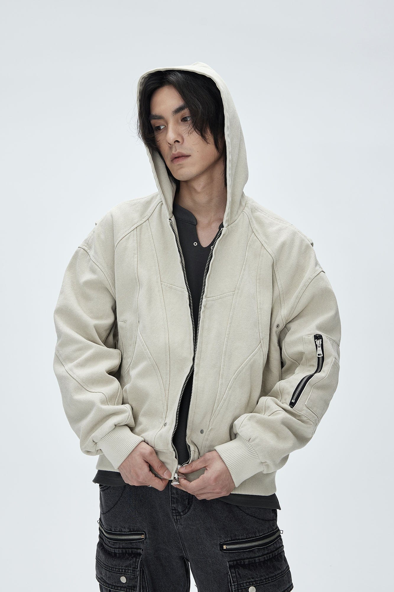 CATSSTAC Deconstructed Paneled Washed Hooded Jacket
