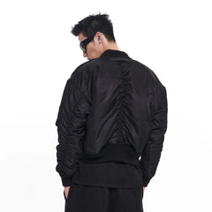 EGOFETCH Ruched Cropped Bomber Jacket
