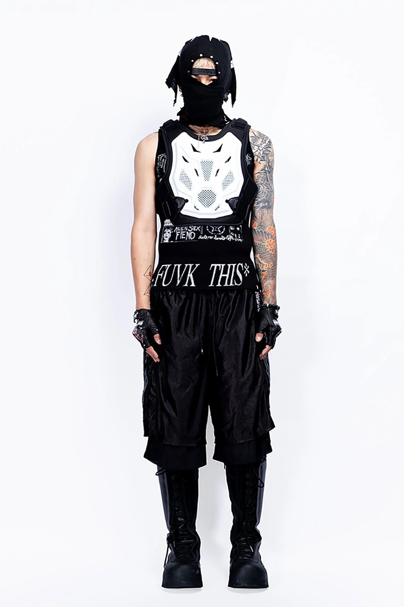 FVVO Layered Mesh Satin Striped Shorts