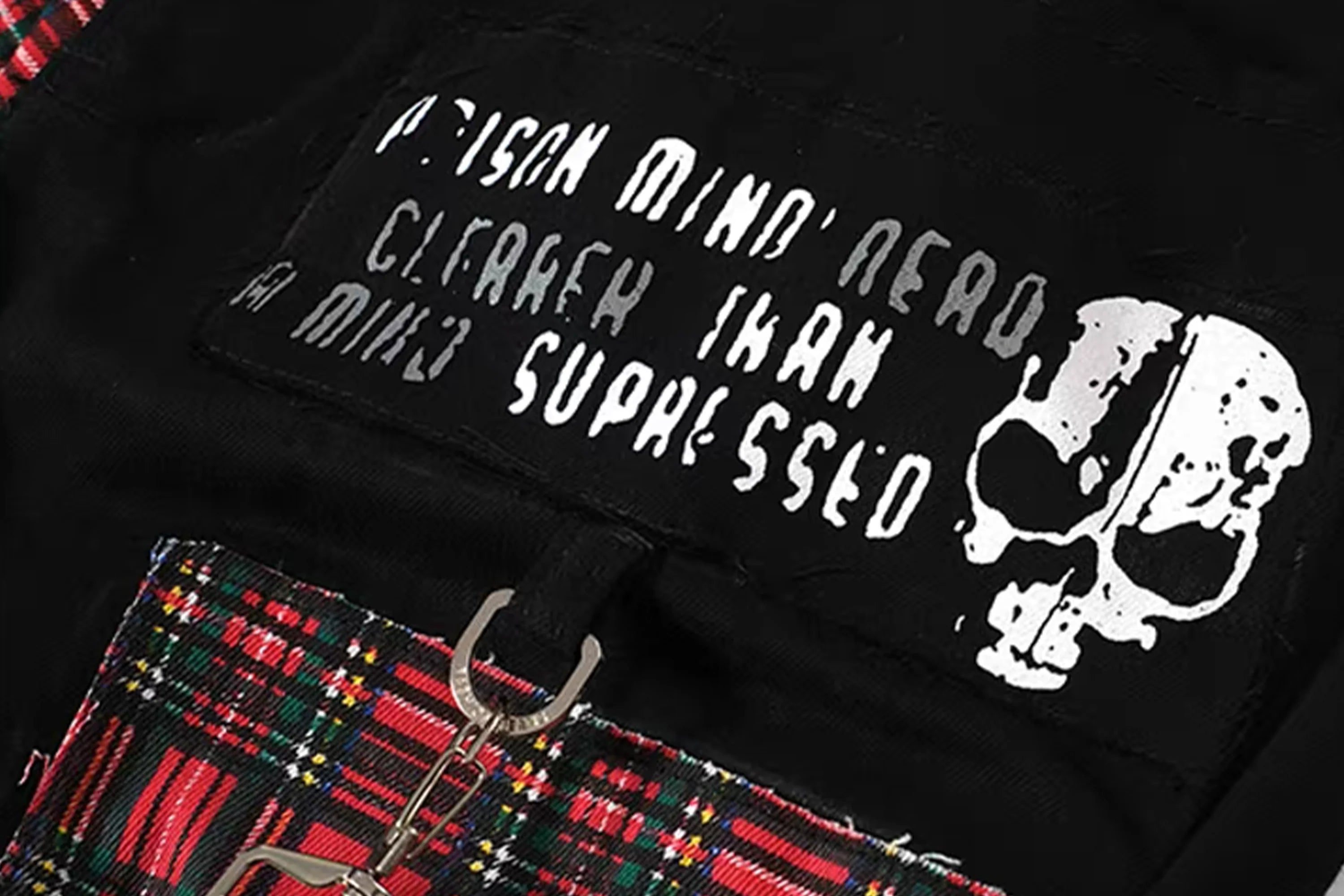 NOTHINGNESS WORLD Punk Plaid Strappy Ruched Pants