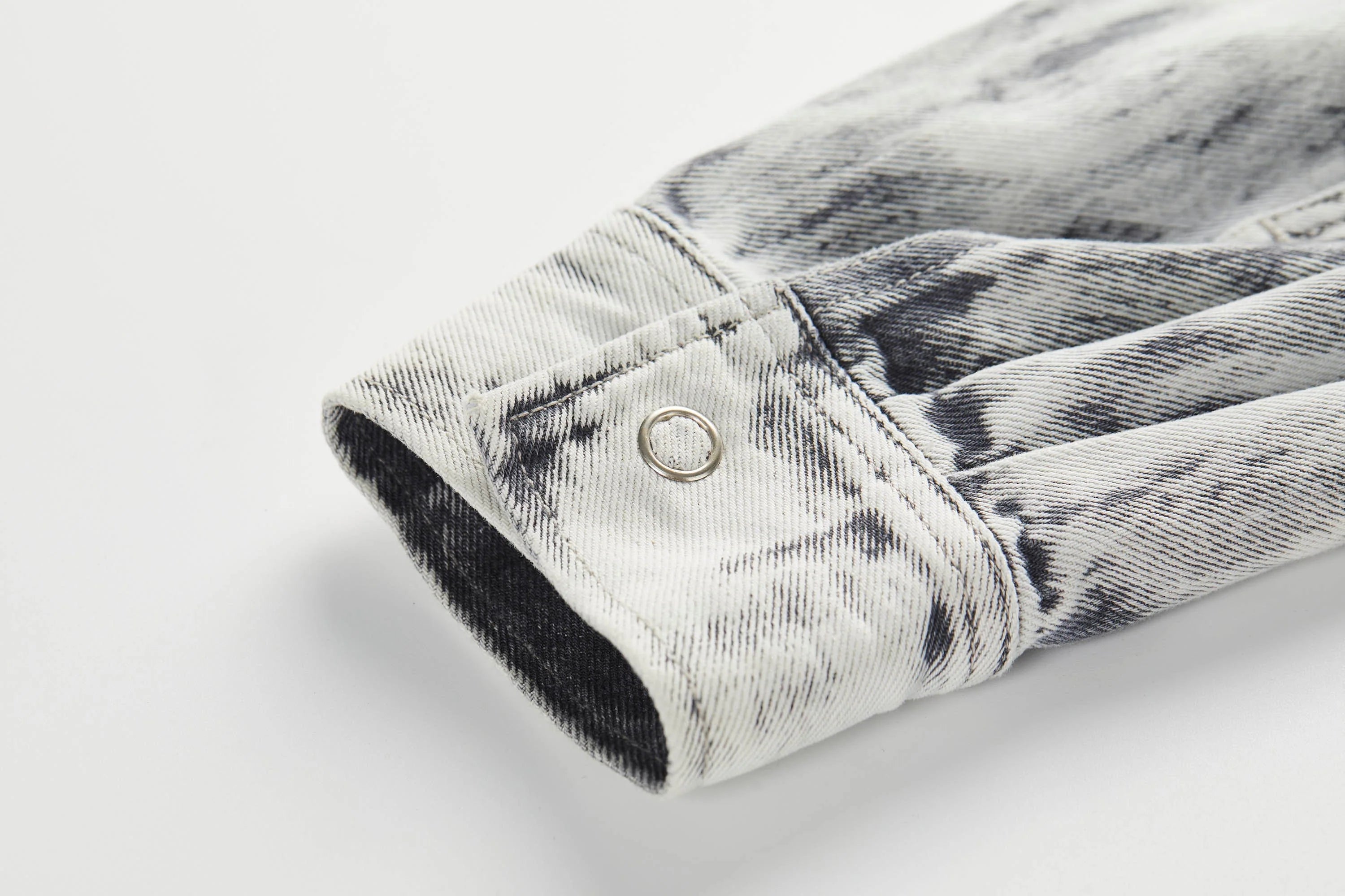 ORGANIC EMOTION Distressed Snow Mountain Tie-Dye Denim Shirt