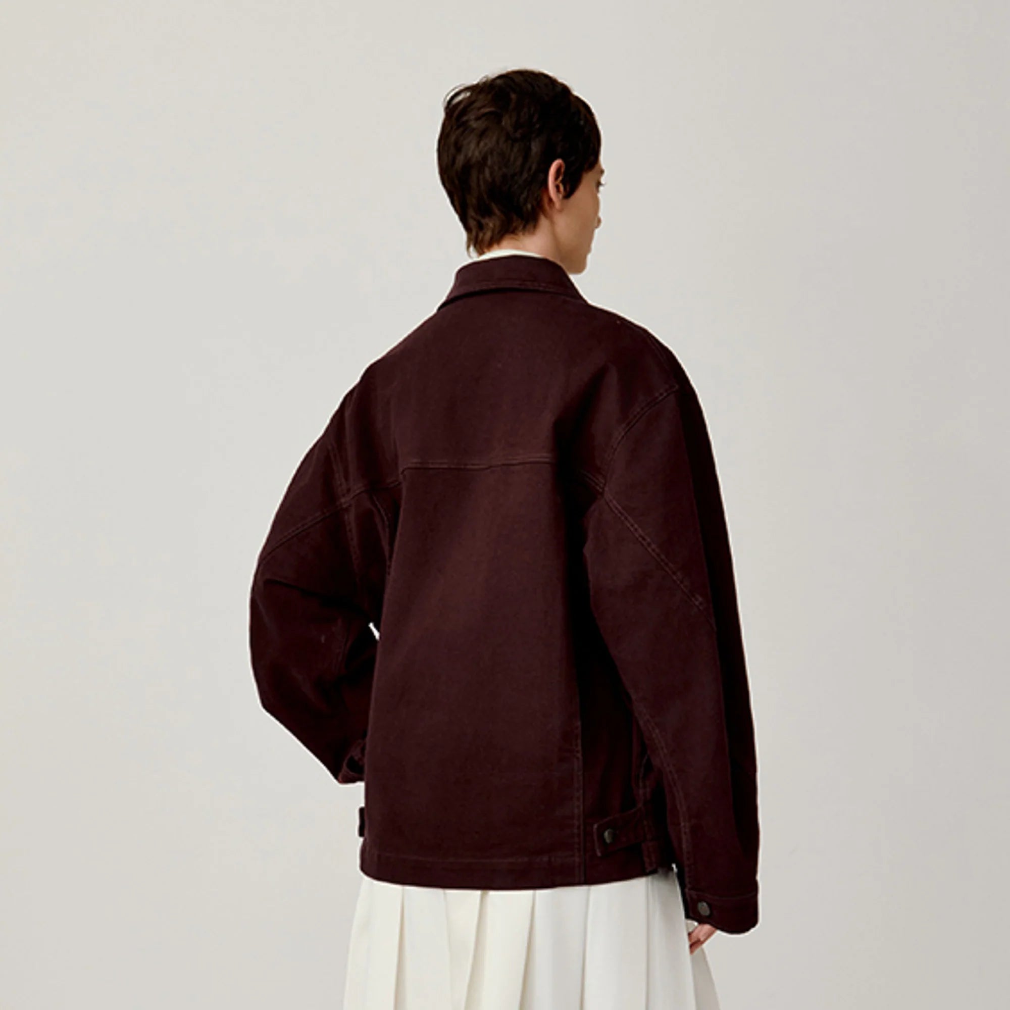 OPICLOTH Washed Patch-Pockets Curved-Cuffs Jacket