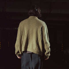 RICHILL Epaulet Multi-Pocket Cable Knit Jacket