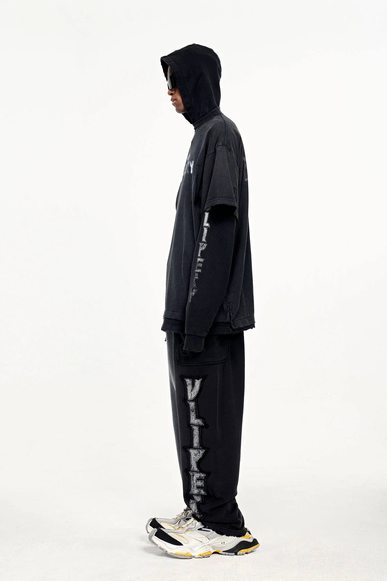 ULIPERY Distressed Faux Layered Hoodie