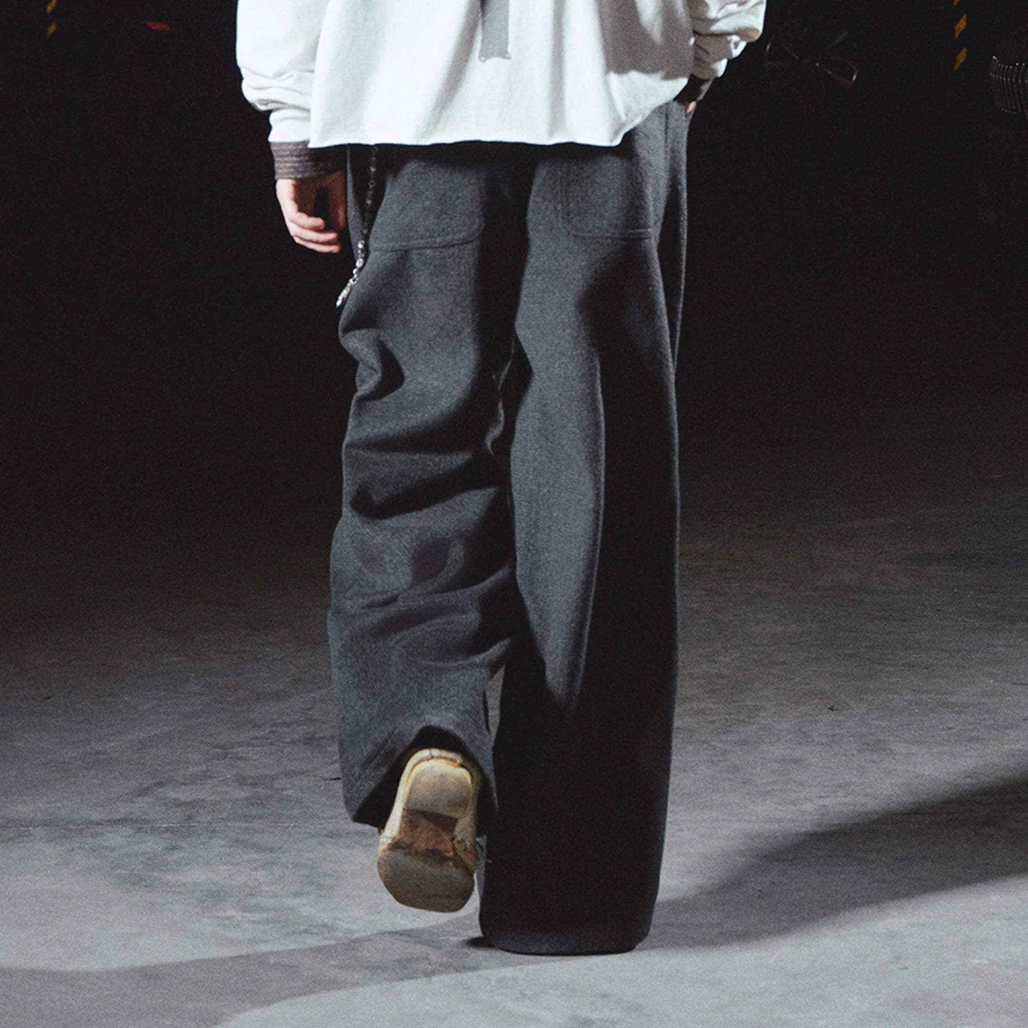 RICHILL Panel Pleated Wide-Leg Trousers