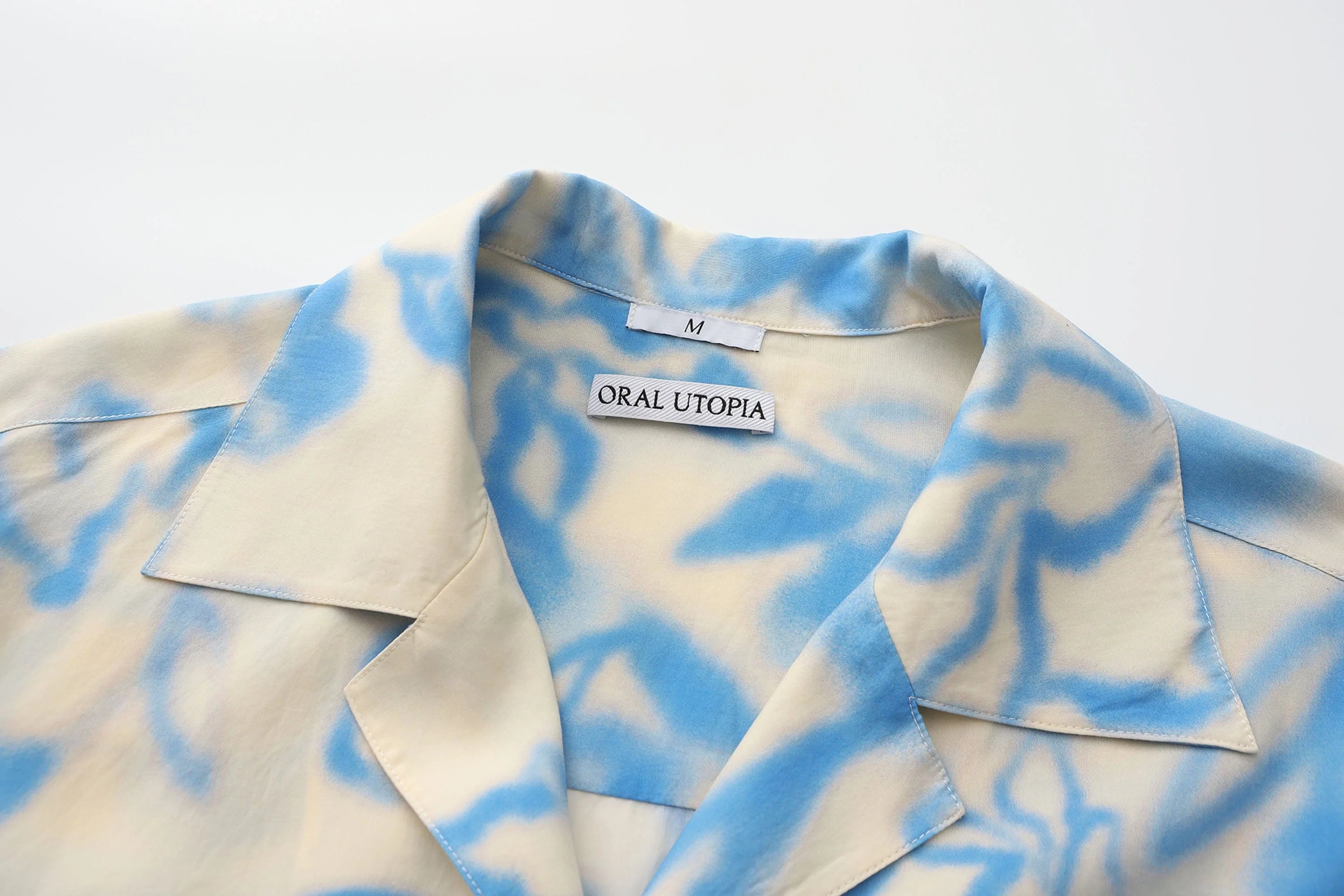 ORAL UTOPIA Airbrushed Floral Tencel Cuban Half Shirt