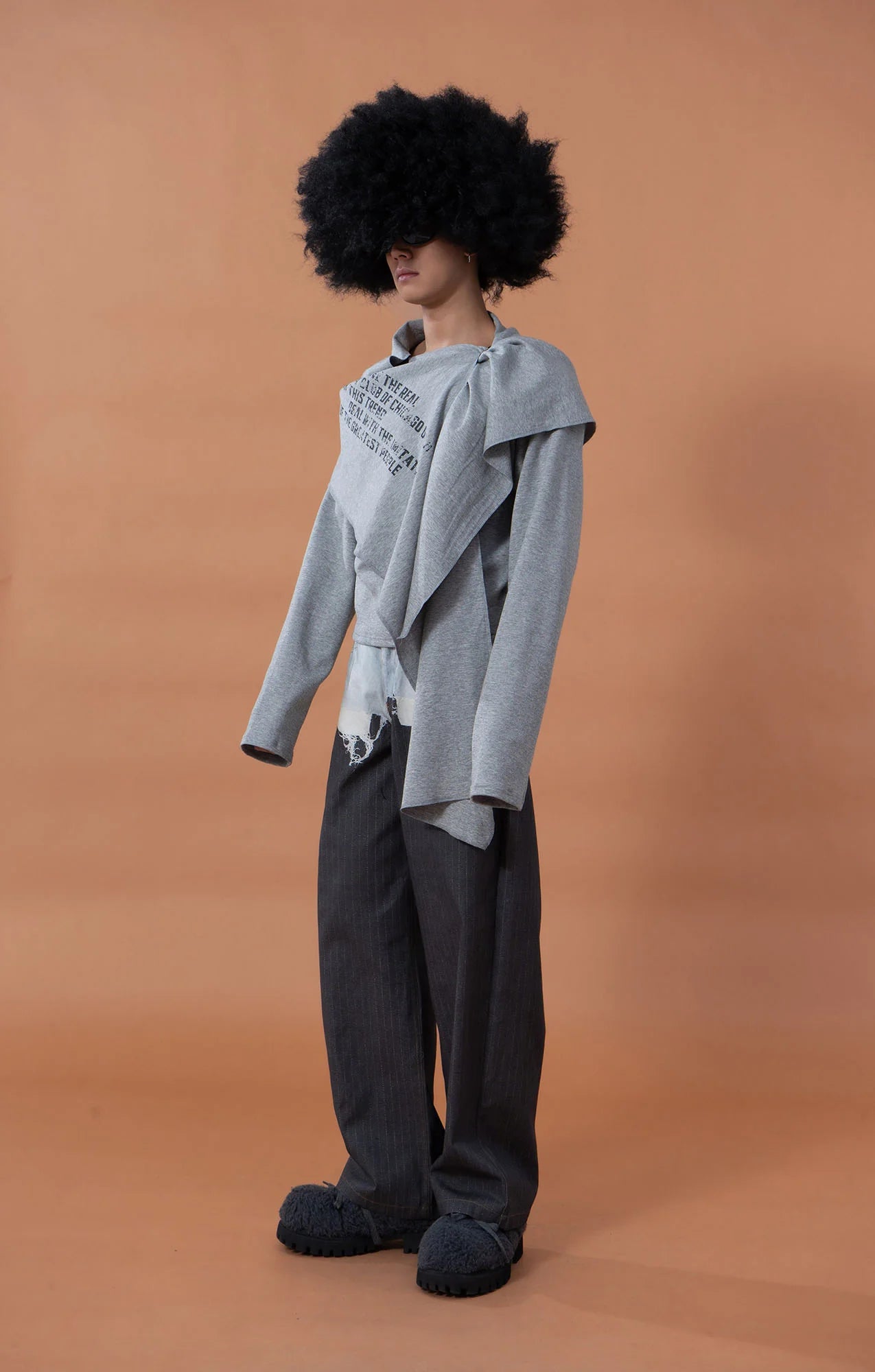 CLP Denim-Waist Pinstripe Straight-Leg Pants